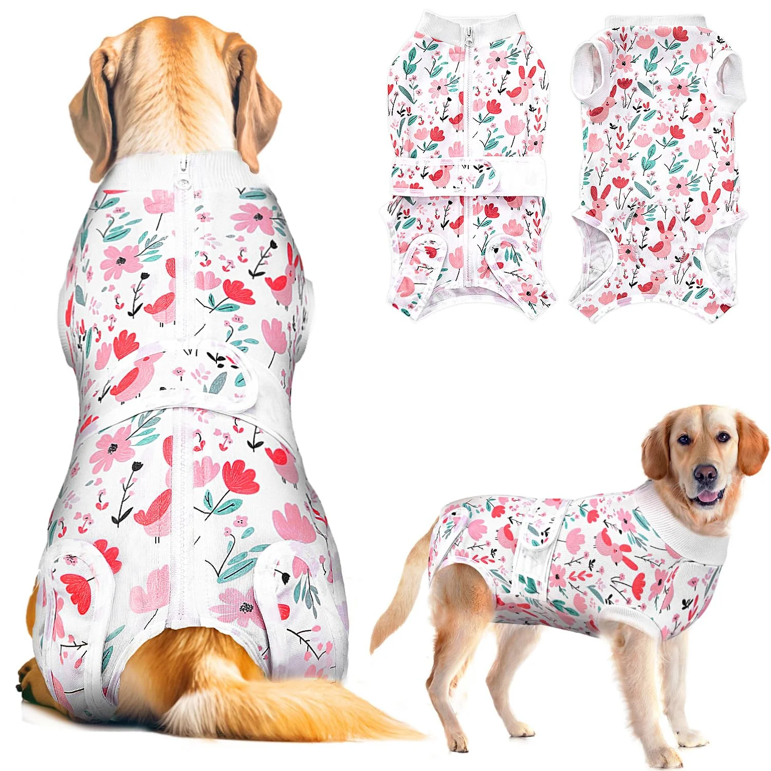 Excellent Lukovee Recovery Suit for Dogs - Back-Zipper Post-Surgery Bodysuit Pink M Verified
