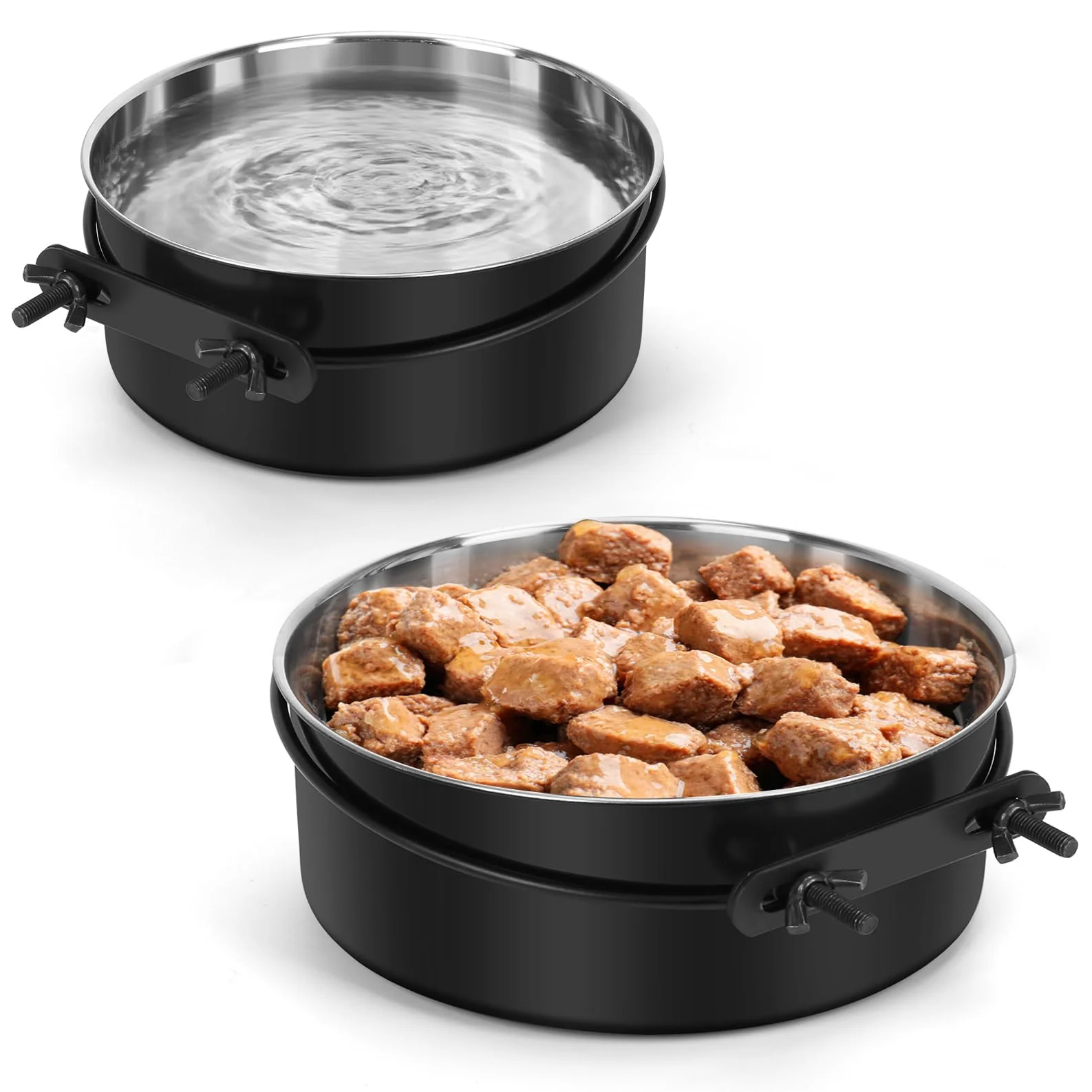 Detailed ShineMe Dog Crate Bowls - Mountable Non-Slip 34oz 25oz 2-Pack Reliable