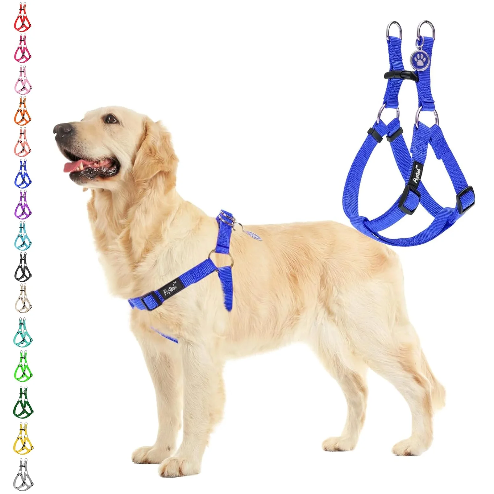 Long-Lasting PUPTECK No Pull Dog Harness – Soft Adjustable Step-In Nylon Vest Certified