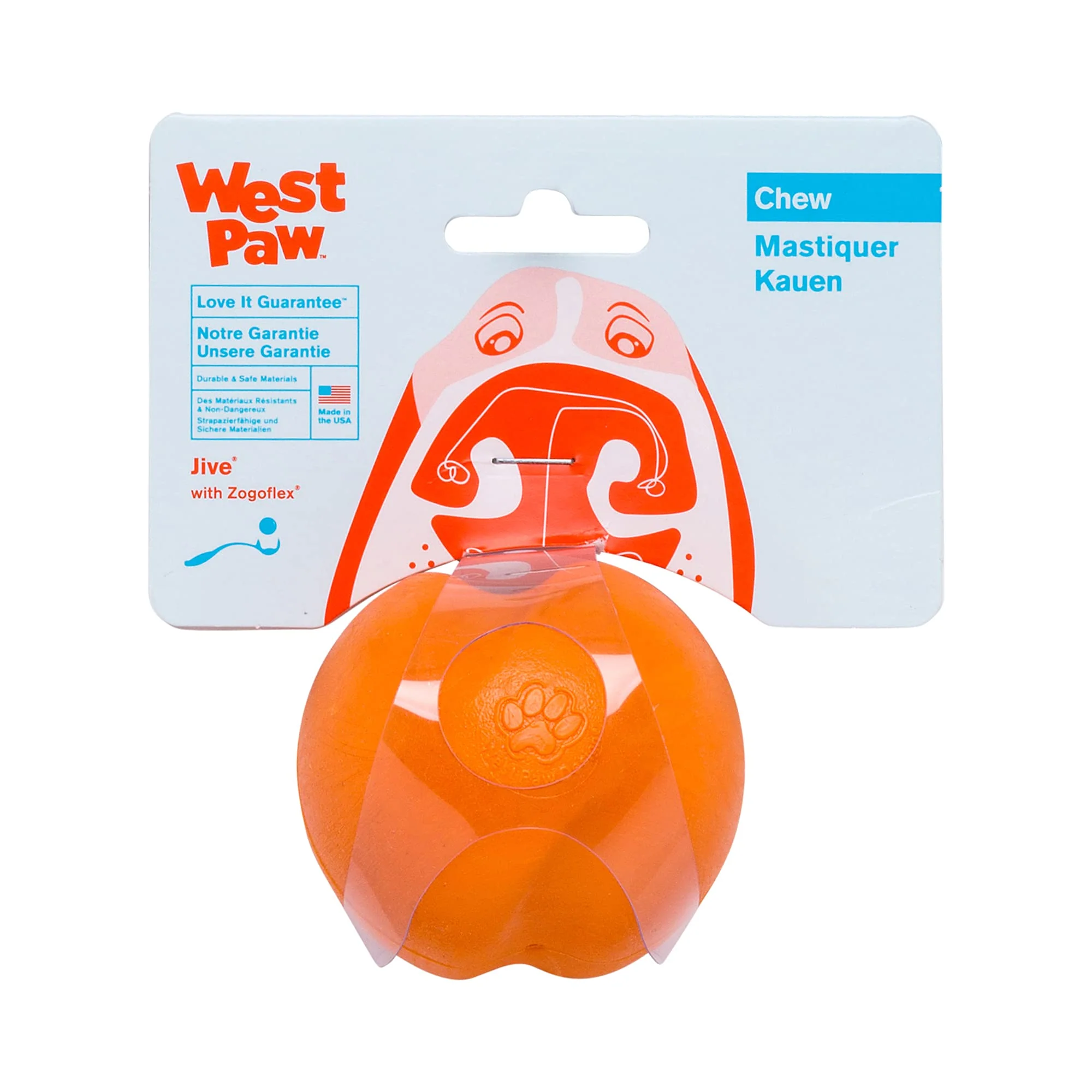 Exclusive WEST PAW Zogoflex Jive Ball Dog Toy – Durable Floatable 2.5-Inch Tangerine Ball for Fetch Flexible