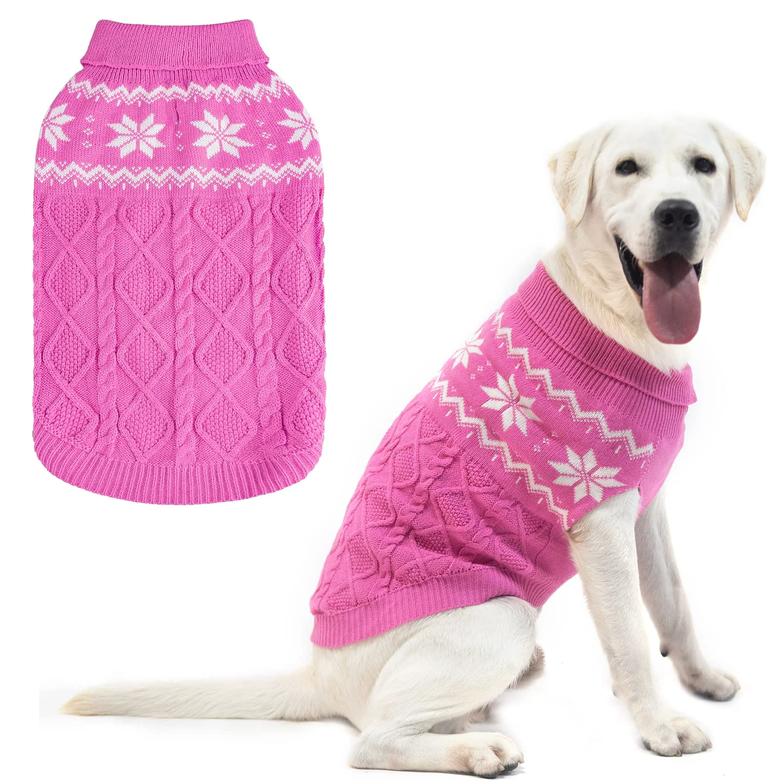 Long-Lasting SCIROKKO Warm Winter Pink Dog Sweater - Cozy Knit Coat for Small to Large Dogs Selected