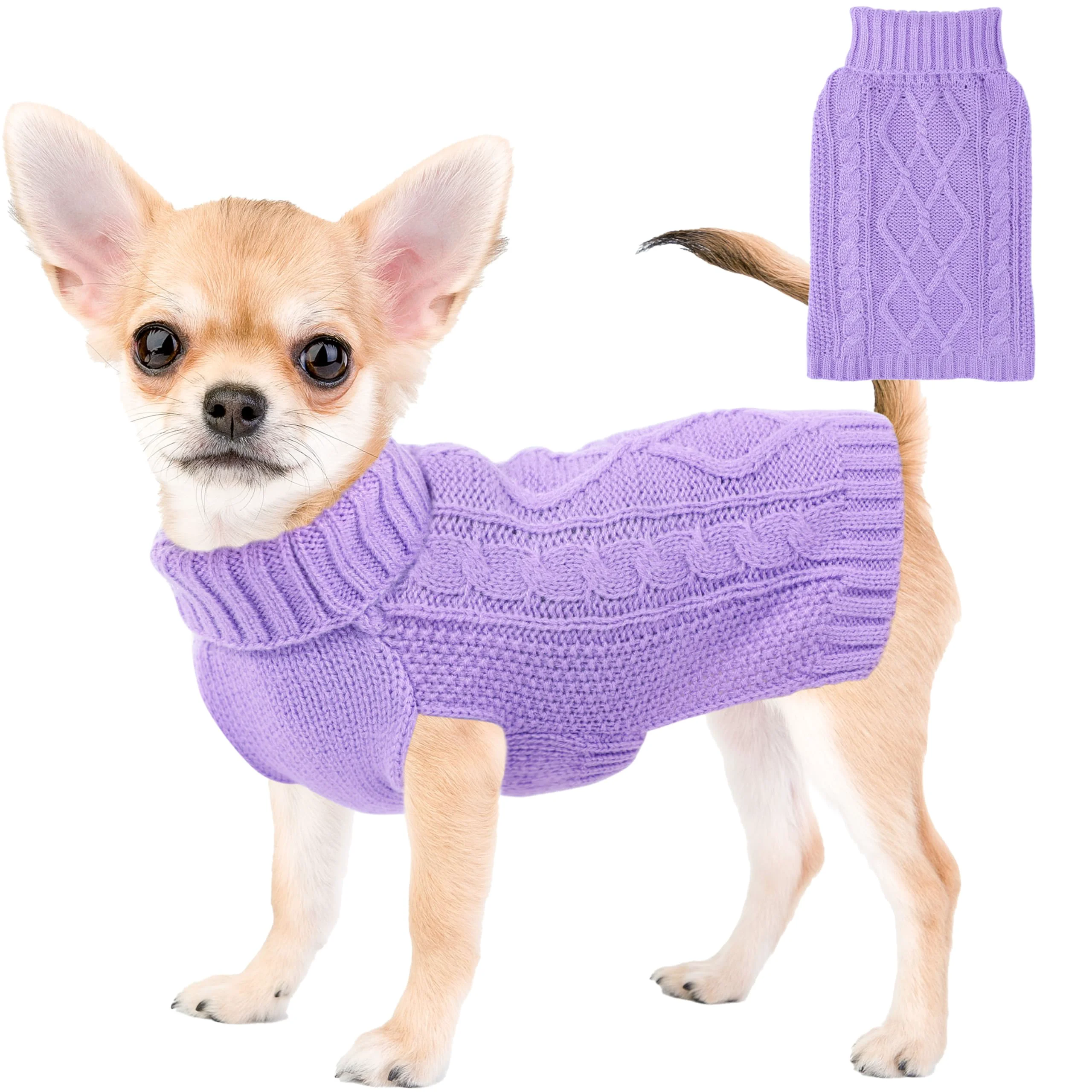 High-Performance Viunimo Dog Sweaters for Small Dogs Winter Knit Turtleneck XS to L Purple Verified