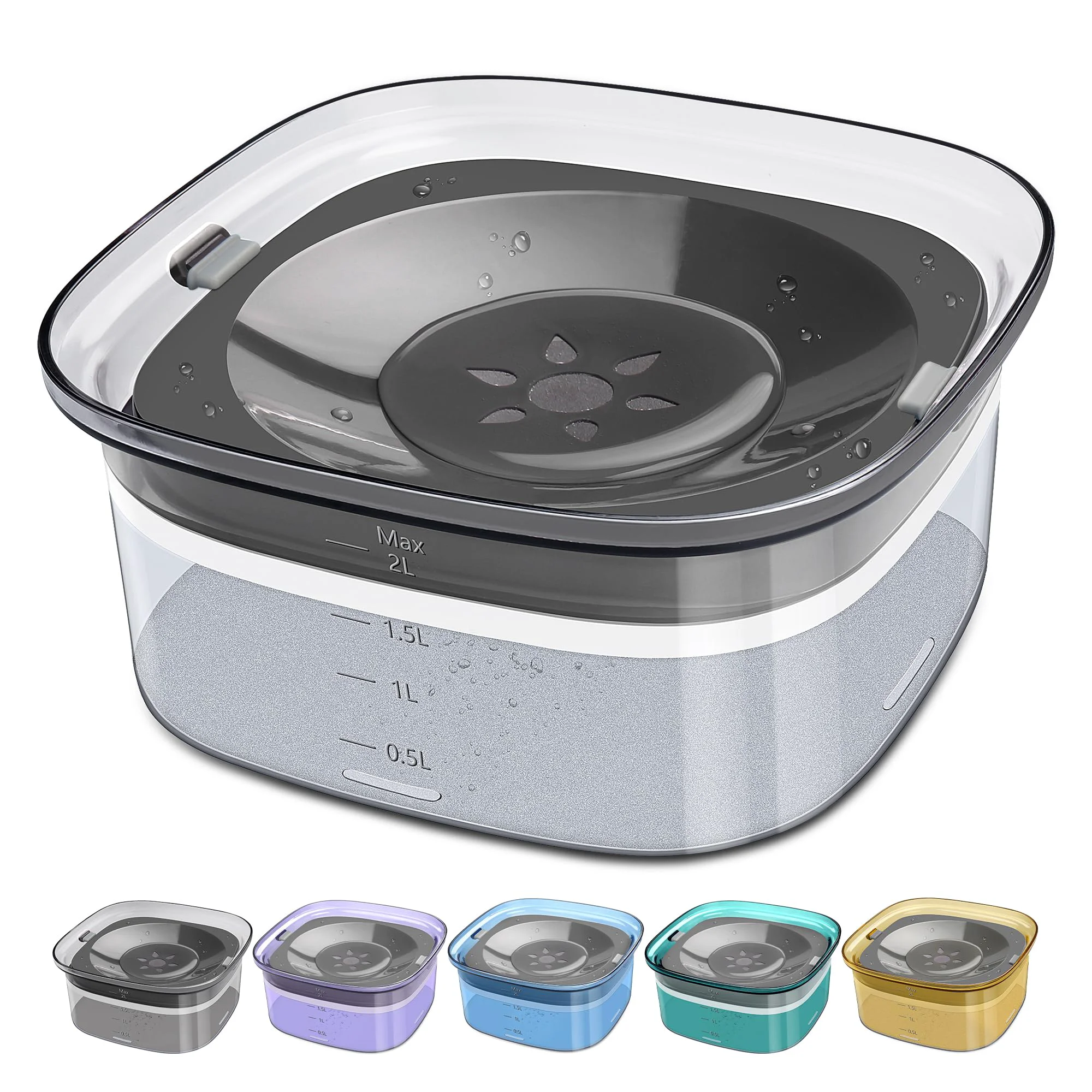 Fashionable UPSKY 70oz No-Spill Dog Cat Water Bowl – 2L Capacity Spill-Proof Travel-Ready Relaxed
