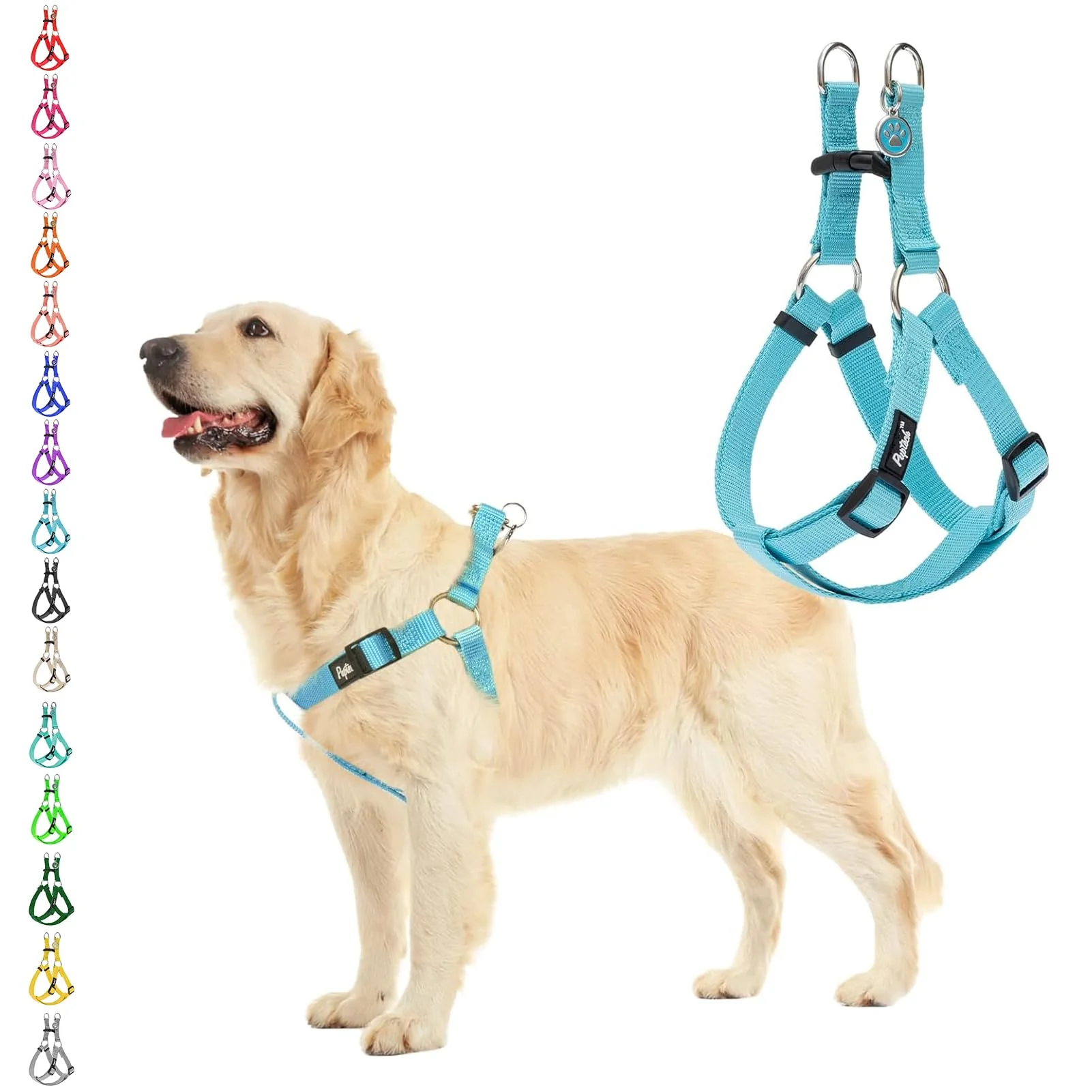Smart PUPTECK No Pull Dog Harness – Step-In Adjustable Nylon Vest with ID Tag Stylish