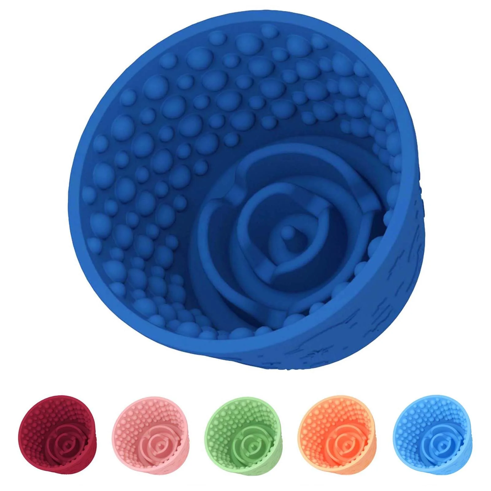 Functional ZOURYNUA Dog Slow Feeder Lick Bowl – 12oz BPA- Silicone Dark Blue Non-Slip Organic