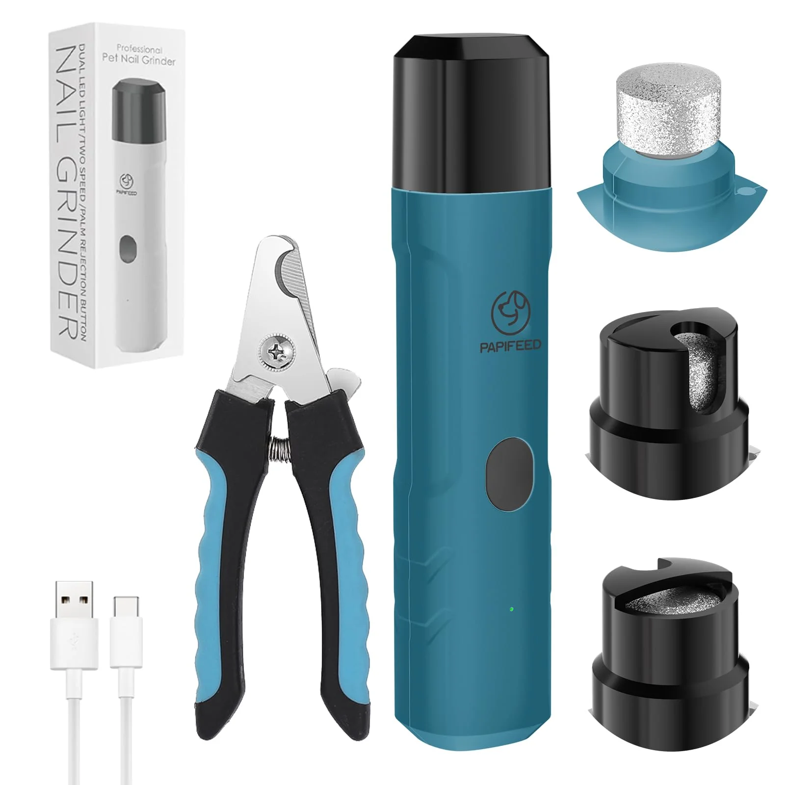 Quality PAPIFFEED Pet Nail Grinder — Quiet 3-Speed USB-C Trimmer with Dual LED Lights Advanced