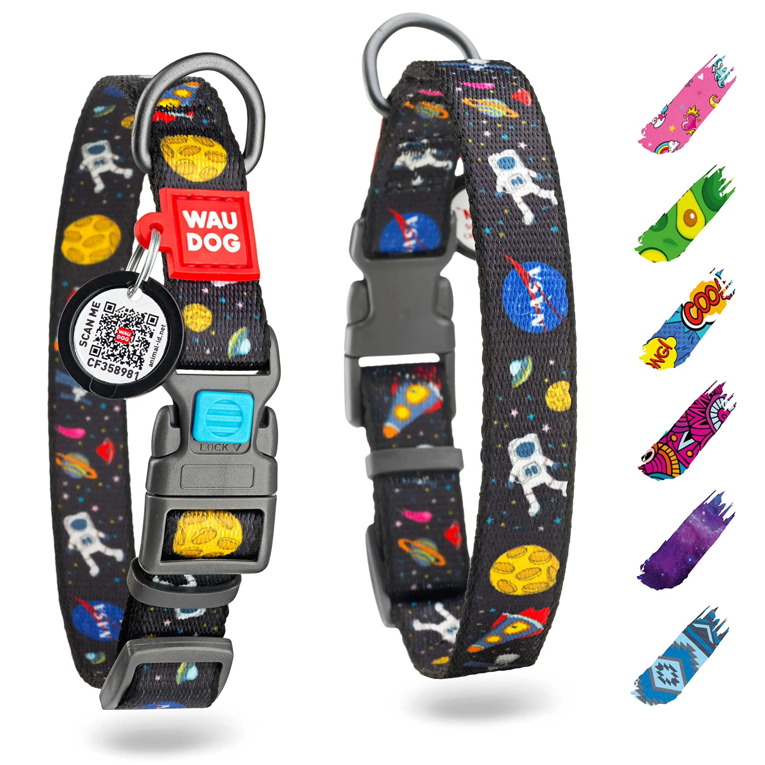 Top-Quality WAUDOG Nylon Dog Collar – Adjustable Durable QR Tag for All Sizes Crafted