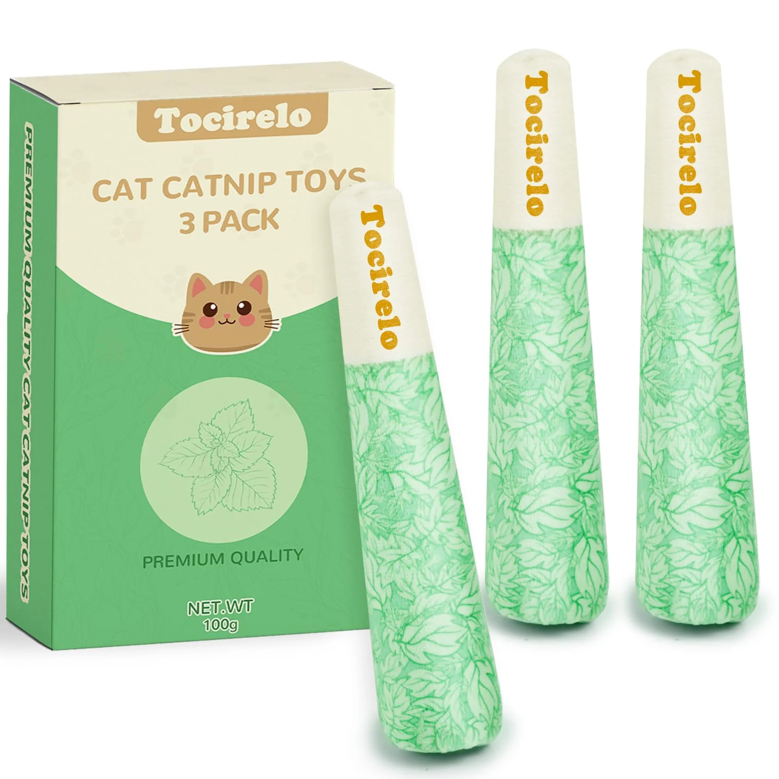 Elite Tocirelo Catnip Toys 3-Pack – Bite-Resistant Catnip Toys with 45000mg Organic Catnip Luxury