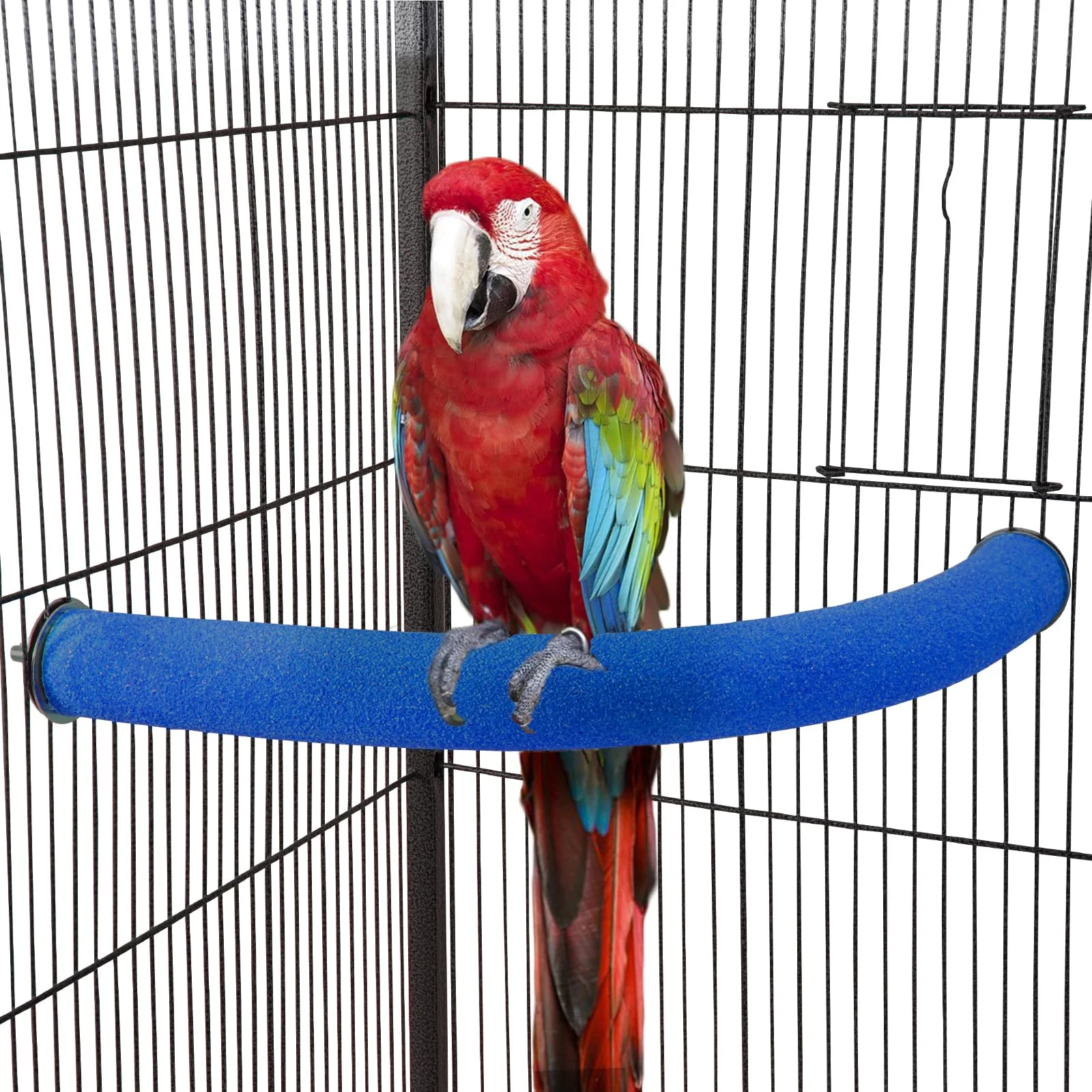 Natural FrgKbTm U-Shape Parrot Perch Stand – Sand-Coated Space-Saving Cage Accessory Blue Corner World-Class