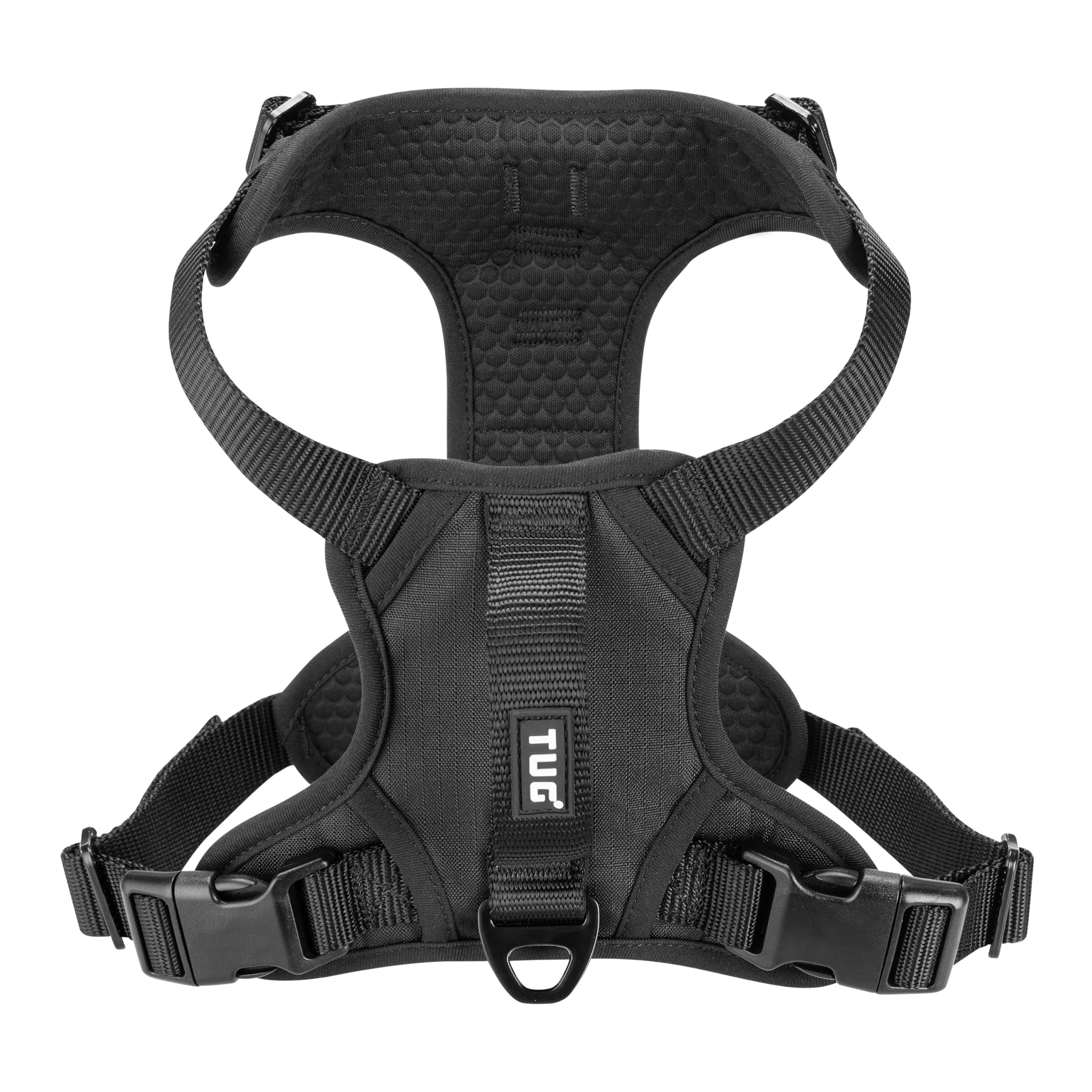 Consistent TUG Dog Harness with 2 Leash Points – Adjustable Padded Lightweight Medium Black User-Friendly