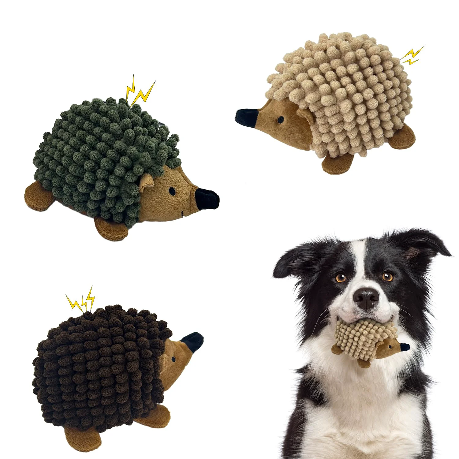 Durable Chongqile Plush Hedgehog Dog Toys 3 Pack – Squeaky No-Stuffing Hedgehog Toys for Small Medium Dogs Lightweight