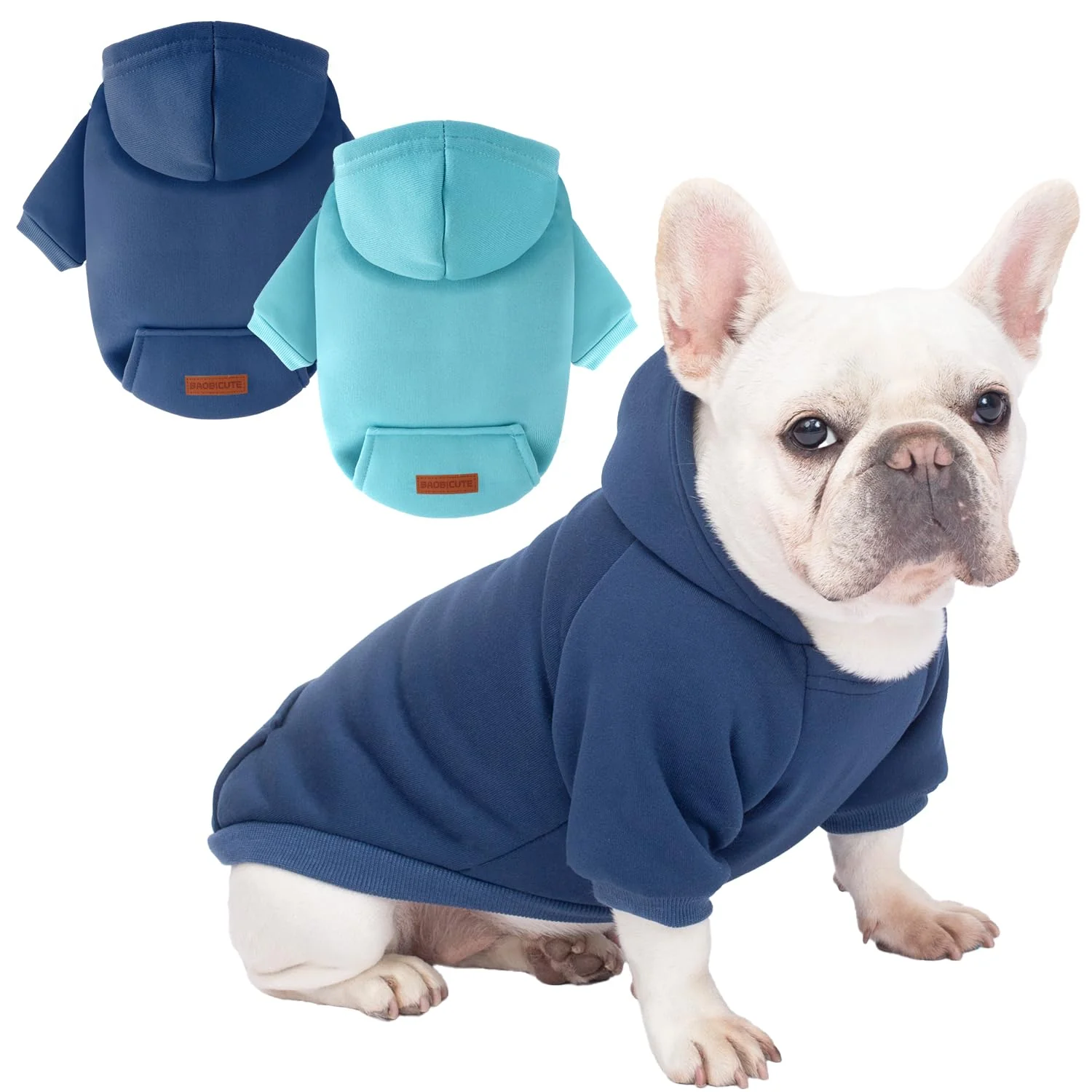 Fine Crafted BAOBICUTE 2 Pack Dog Hoodie – Warm Hooded Sweaters for Small Dogs with Pockets Consistent