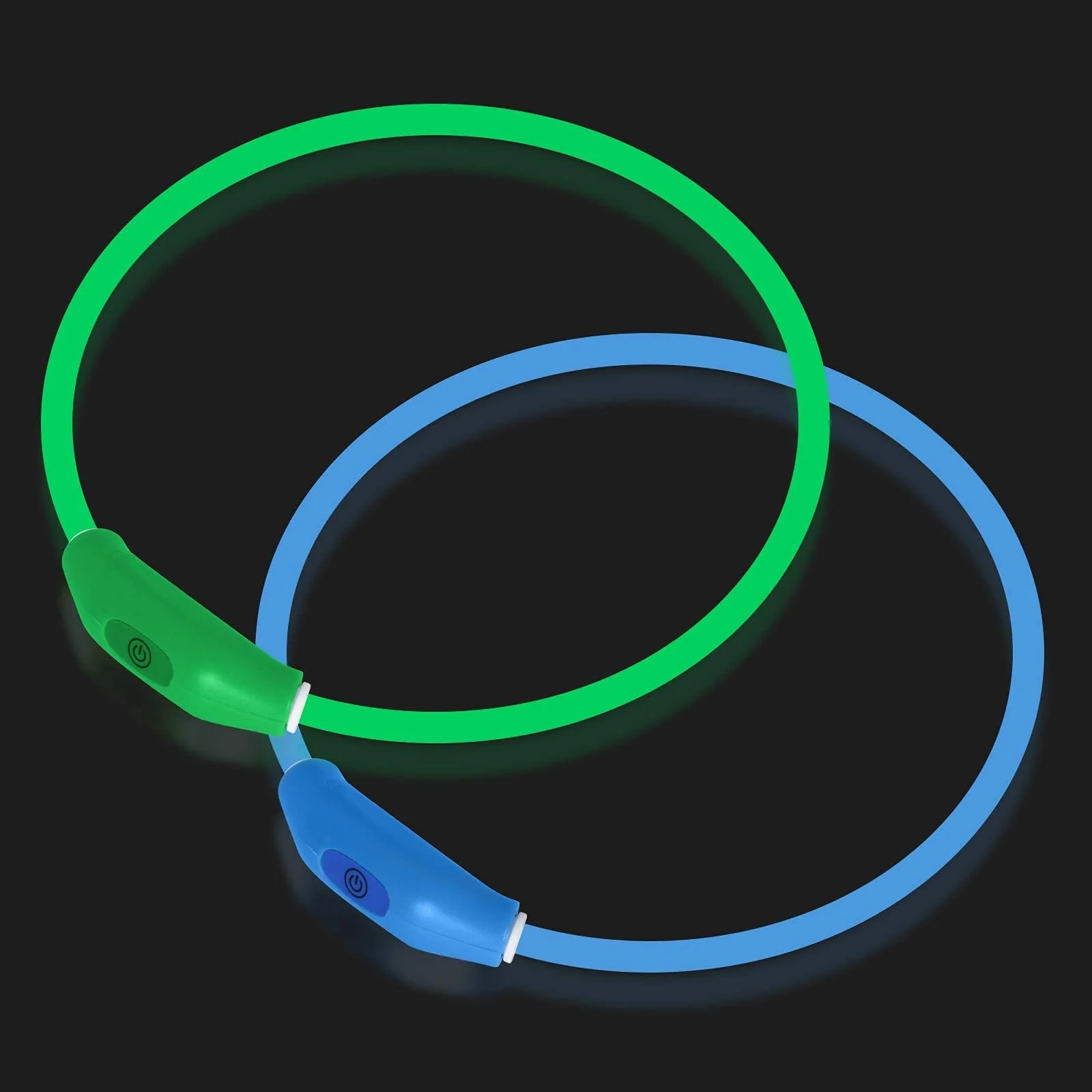 Classic Novkin 2-Pack LED Dog Collar – Rechargeable Night-Visibility for Small to Large Dogs Green Blue Trusted