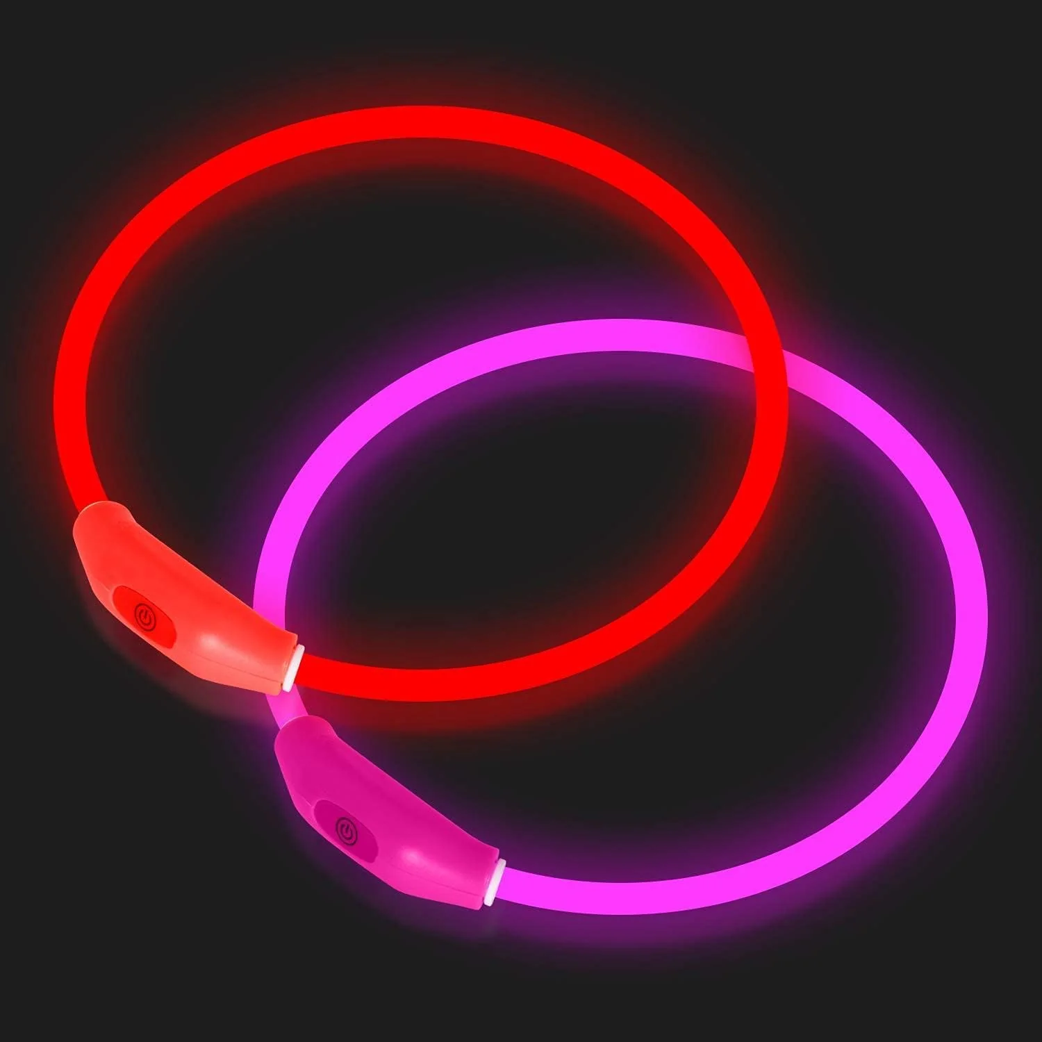 Premium Material Novkin 2-Pack LED Dog Collar – Rechargeable Night-Visible Safety Collars Red Pink Carefully Designed