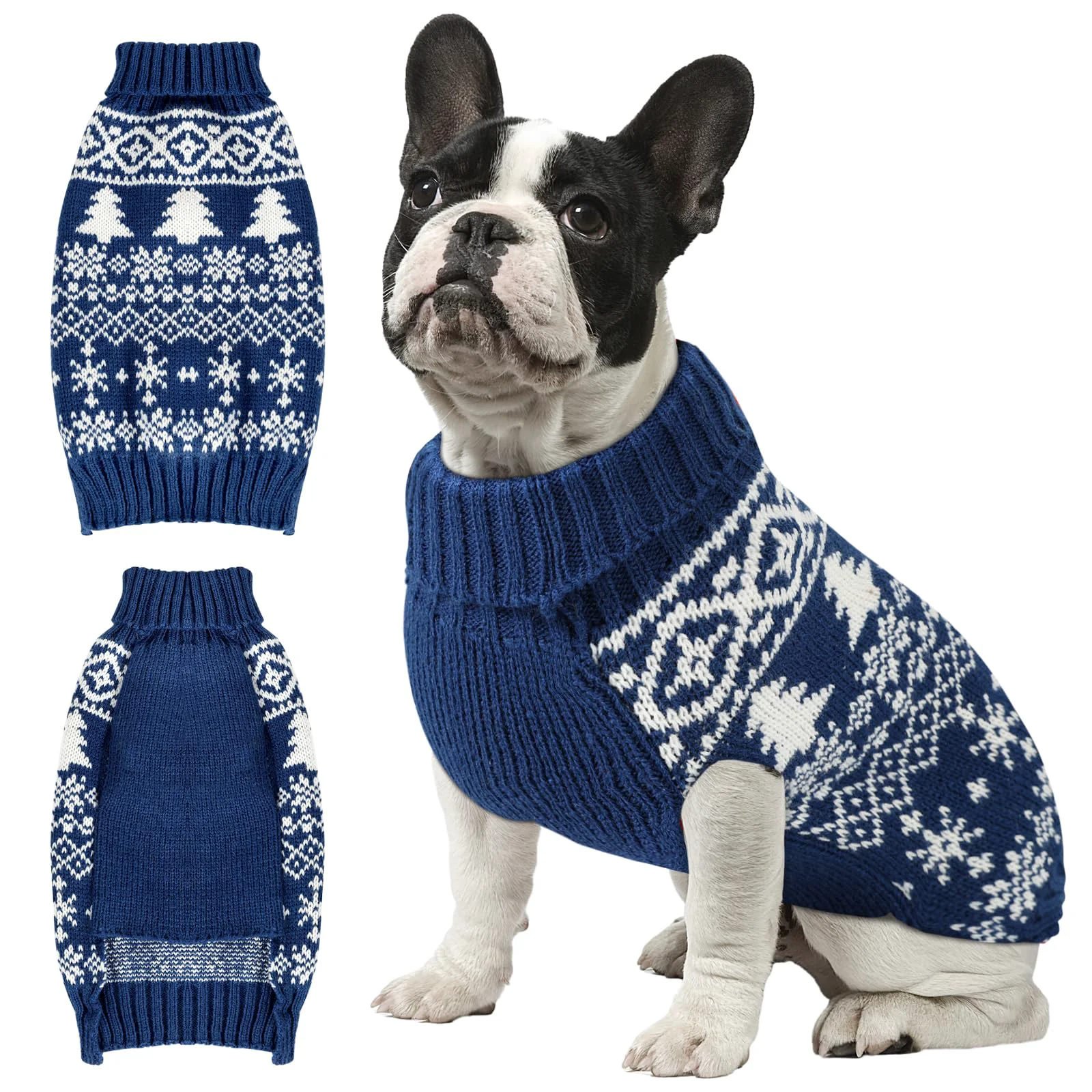 High-Quality AURUZA Christmas Dog Cat Sweater – Soft Blue Knit 8 Sizes XXS–3XL Premium Material