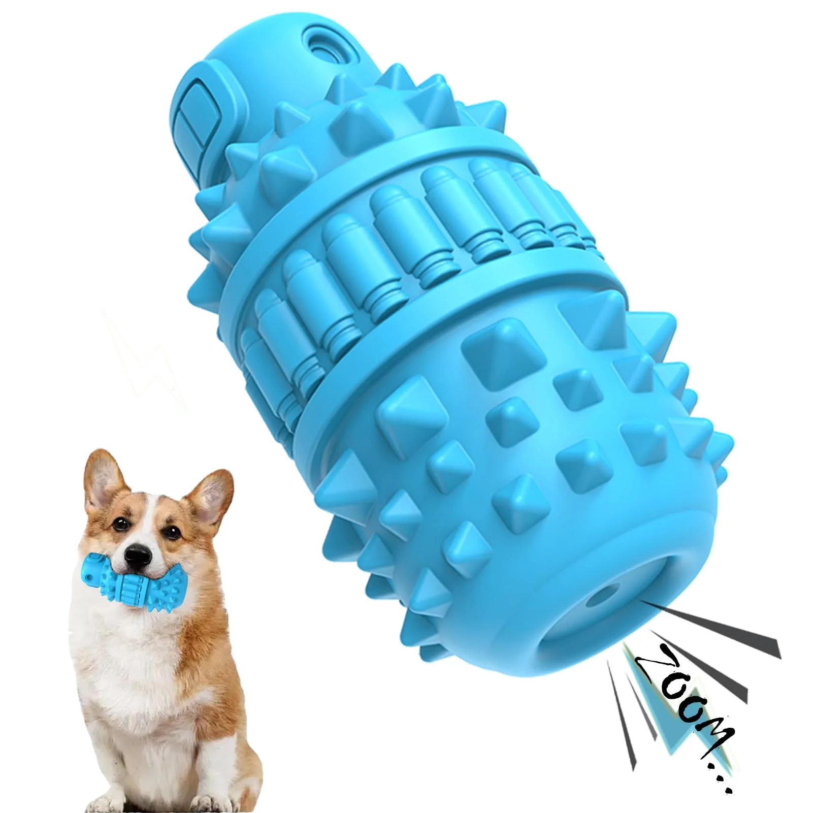 Next-Generation PIFFZEDO Dog Toys for Aggressive Chewers – Medium Breed Azure Squeaky Natural Rubber Toy Eco-Friendly