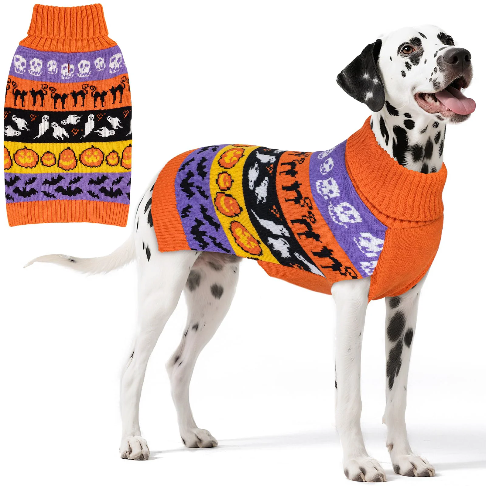 Long-Lasting KYEESE Halloween Dog Sweater for Large Dogs – Pumpkin Ghost Knit Leash Hole XXX-Large Verified