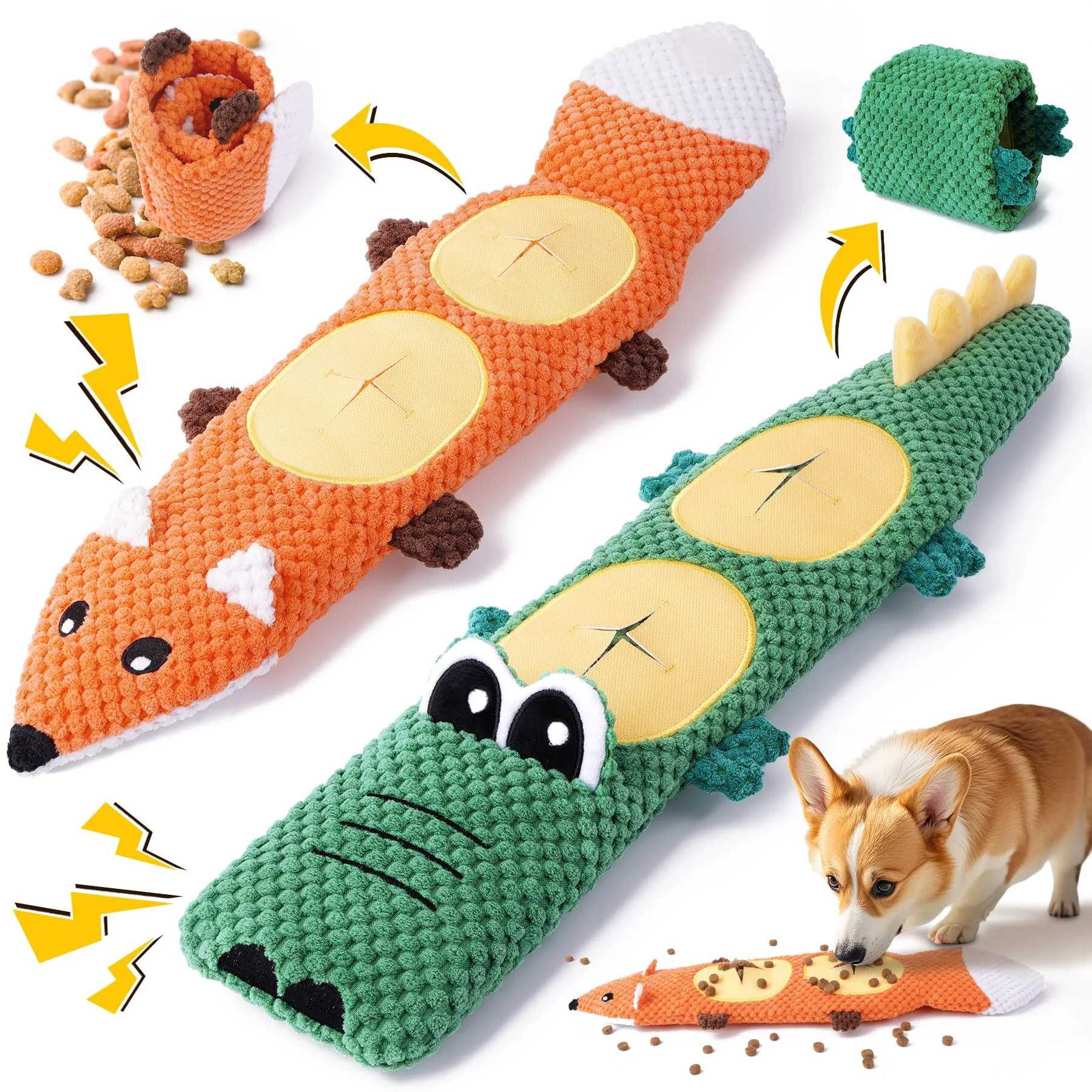 Genuine XIUGOAL No-Stuffing Interactive Dog Toys — 2 Pack for Small Medium Dogs Flexible