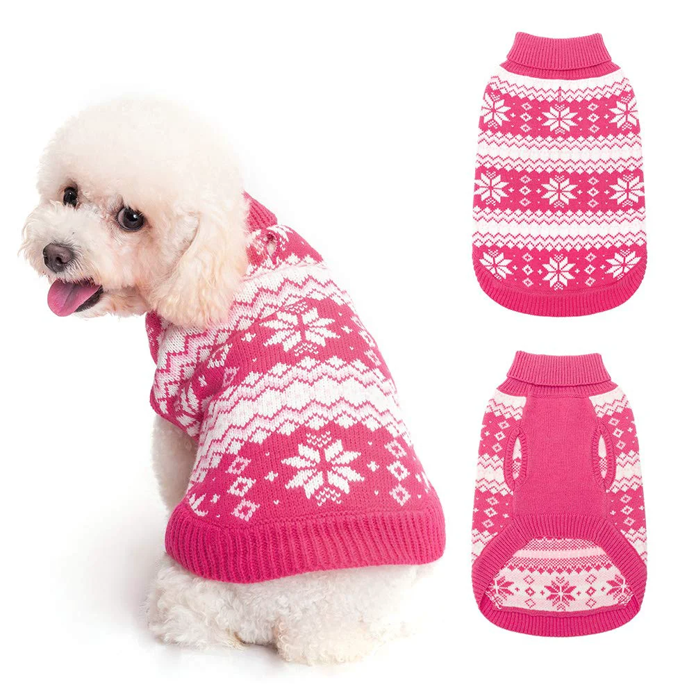 Premium Material KOOLTAIL Cable Knit Dog Sweater Turtleneck — Snowflake Pattern Warm Winter Pullover for Small to Large Dogs Genuine