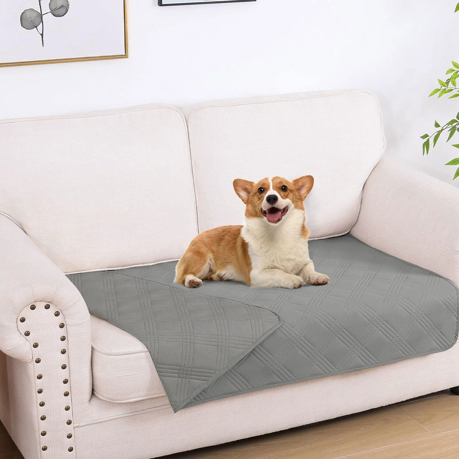 Selected hyha Waterproof Dog Blanket - Reversible 30x53 Grey Sofa Cover for Pets Genuine