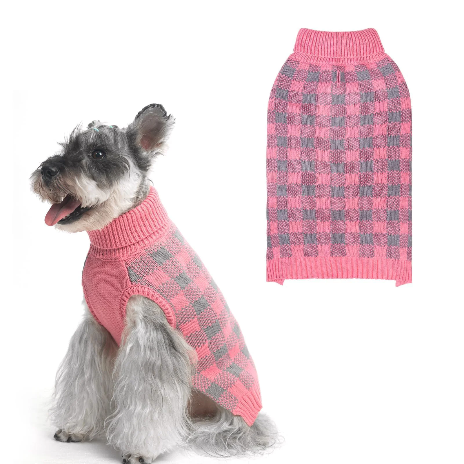 First-Class PUPTECK Dog Sweaters for All Sizes – Fall Plaid Winter Coat Warm Cozy Professional
