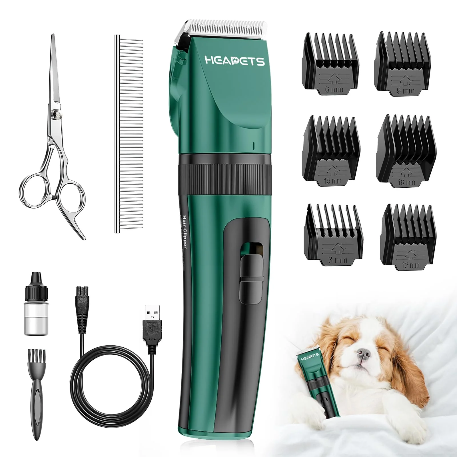Exceptional HEAPETS Dog Clippers – Cordless Low-Noise Grooming with Adjustable Comb 180-Min Battery Flexible