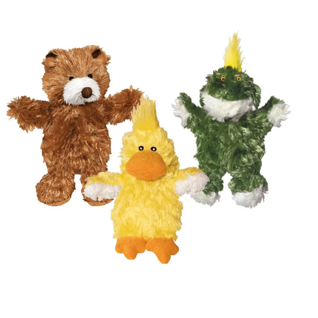 Practical KONG Low Stuffing Squeaker Dog Toy Set – X-Small Bear Duck Frog Casual