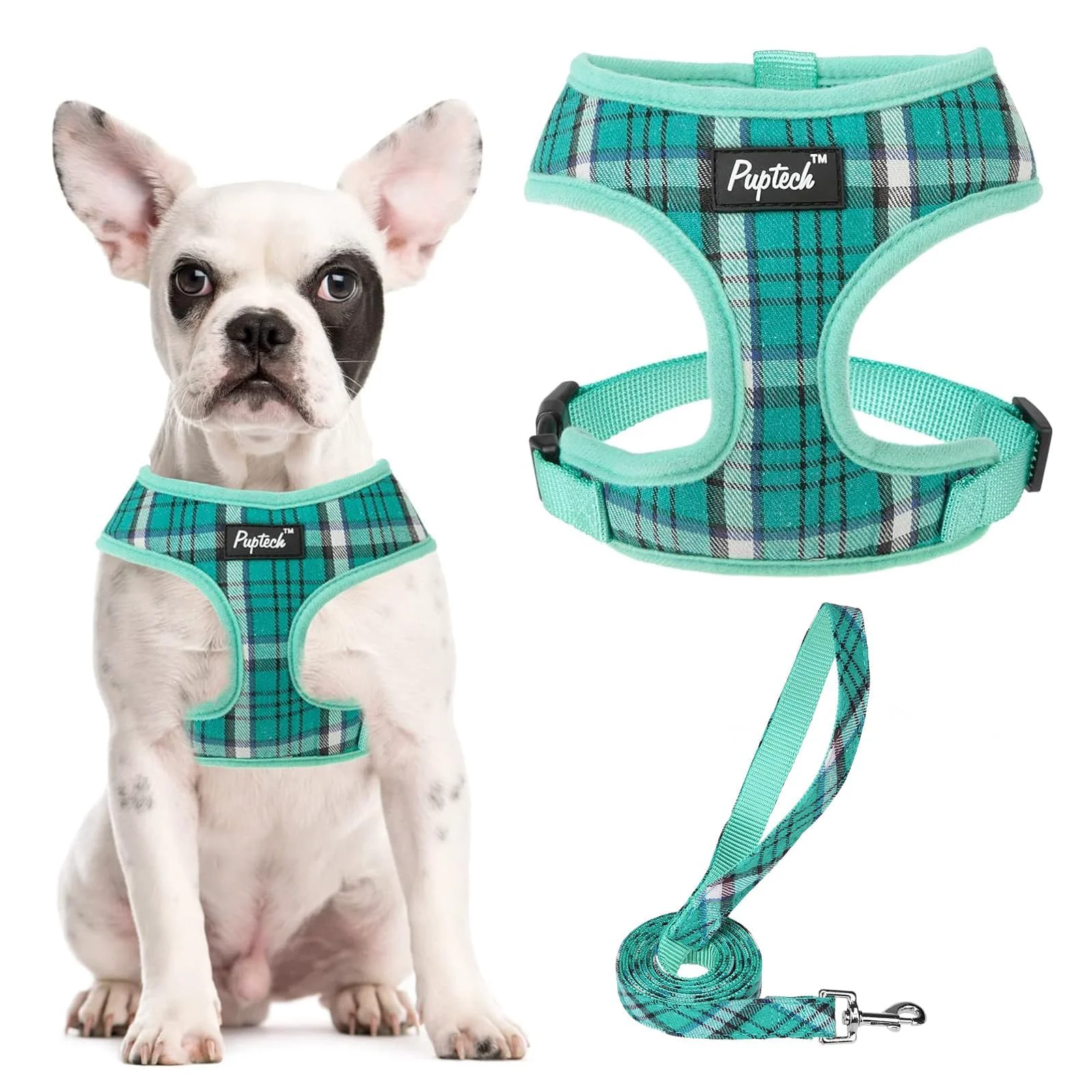 Natural PUPTECK Soft Mesh Harness Leash Set - No Pull Breathable Green M Easy-to-Use