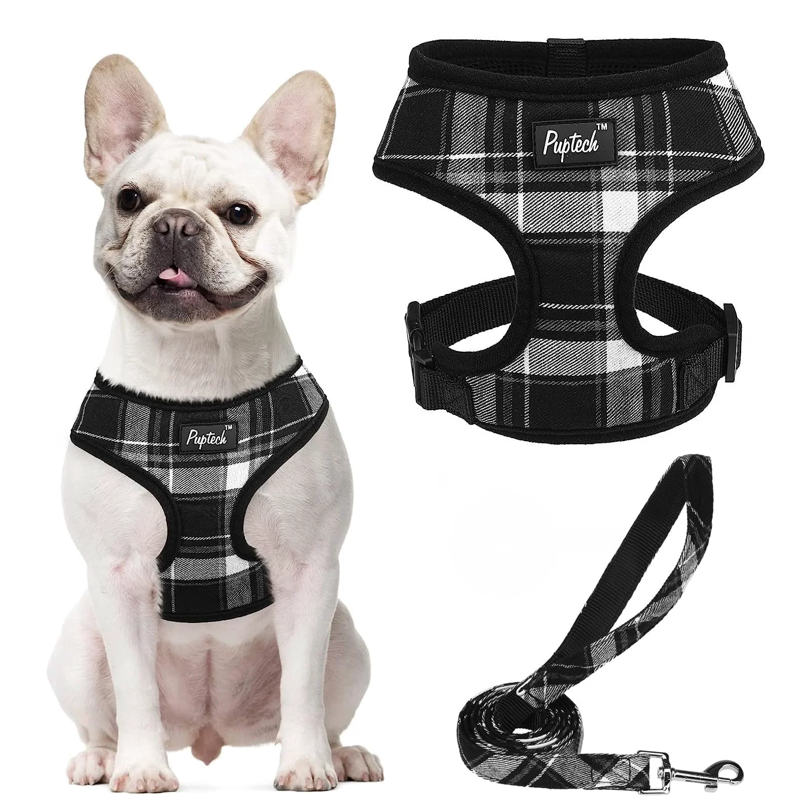 Next-Generation PUPTECK Soft Mesh Dog Harness Leash Set – No-Pull Padded Vest Lightweight Comfort Black L Optimized