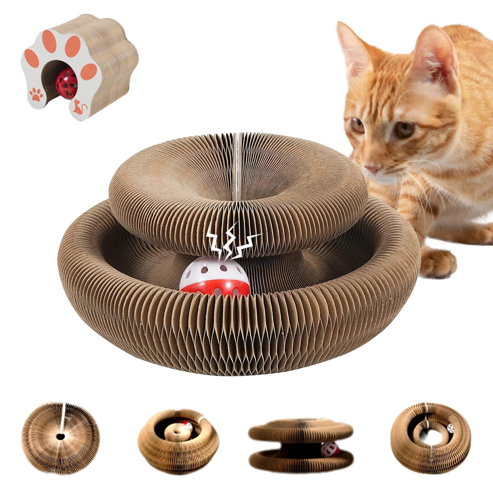 Healthy SREBAY Organ Cat Scratch Board — Compact Accordion Cat Toy with Bell Ball Specialty