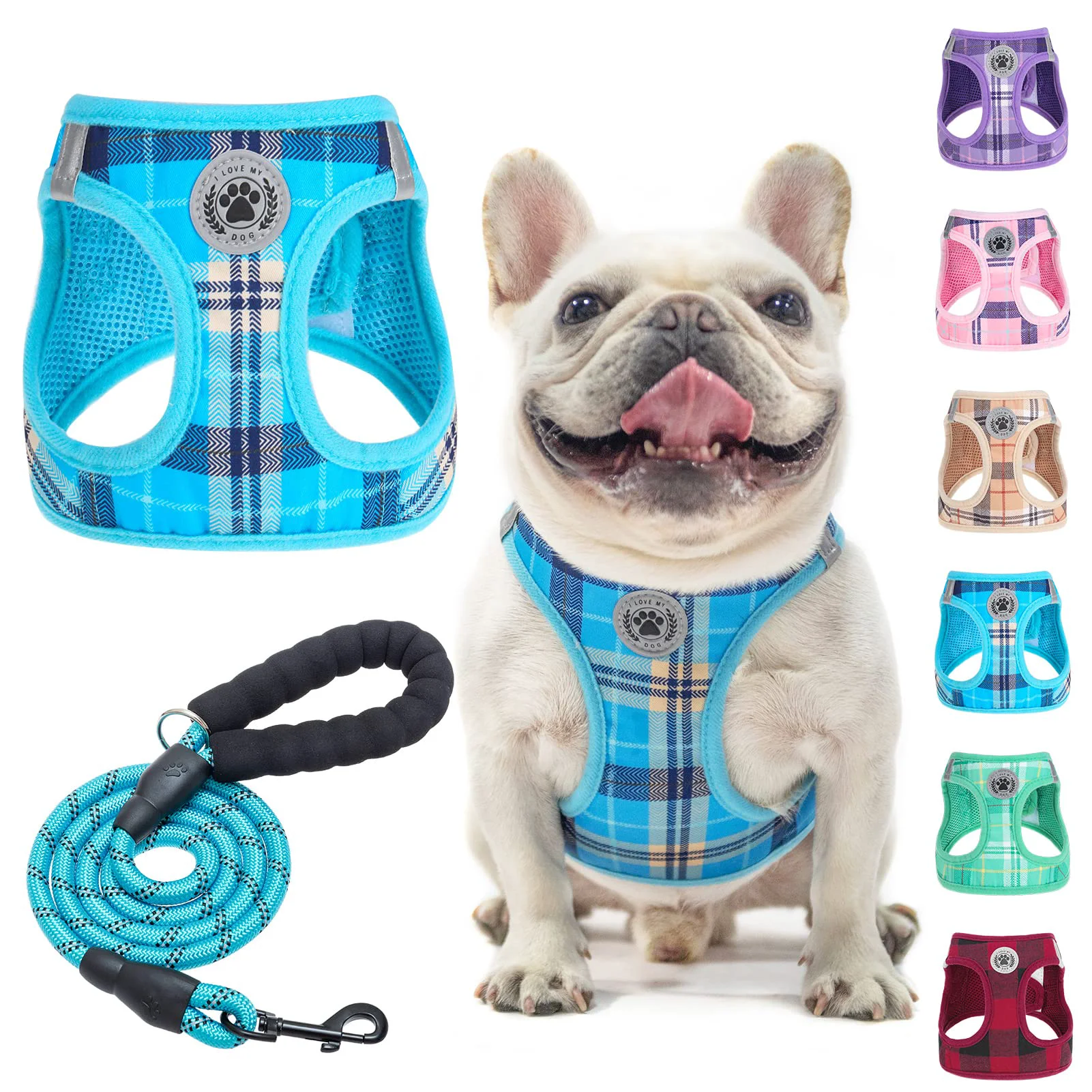 Superior BEAUTYZOO Small Dog Harness and Leash Set Step-In No-Pull Reflective Plaid for XS-S Pets Sophisticated