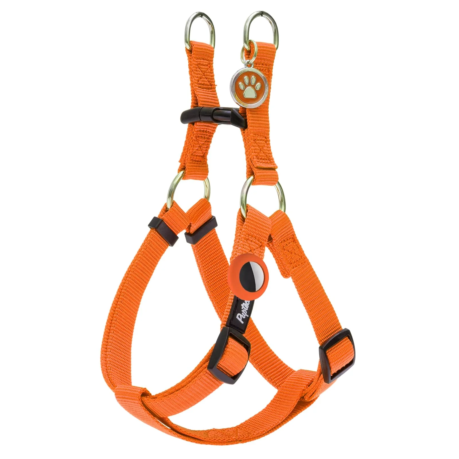 Contemporary PUPTECK No Pull Dog Harness – Soft Adjustable Nylon Step-In Vest with ID Tag Case Orange L Functional