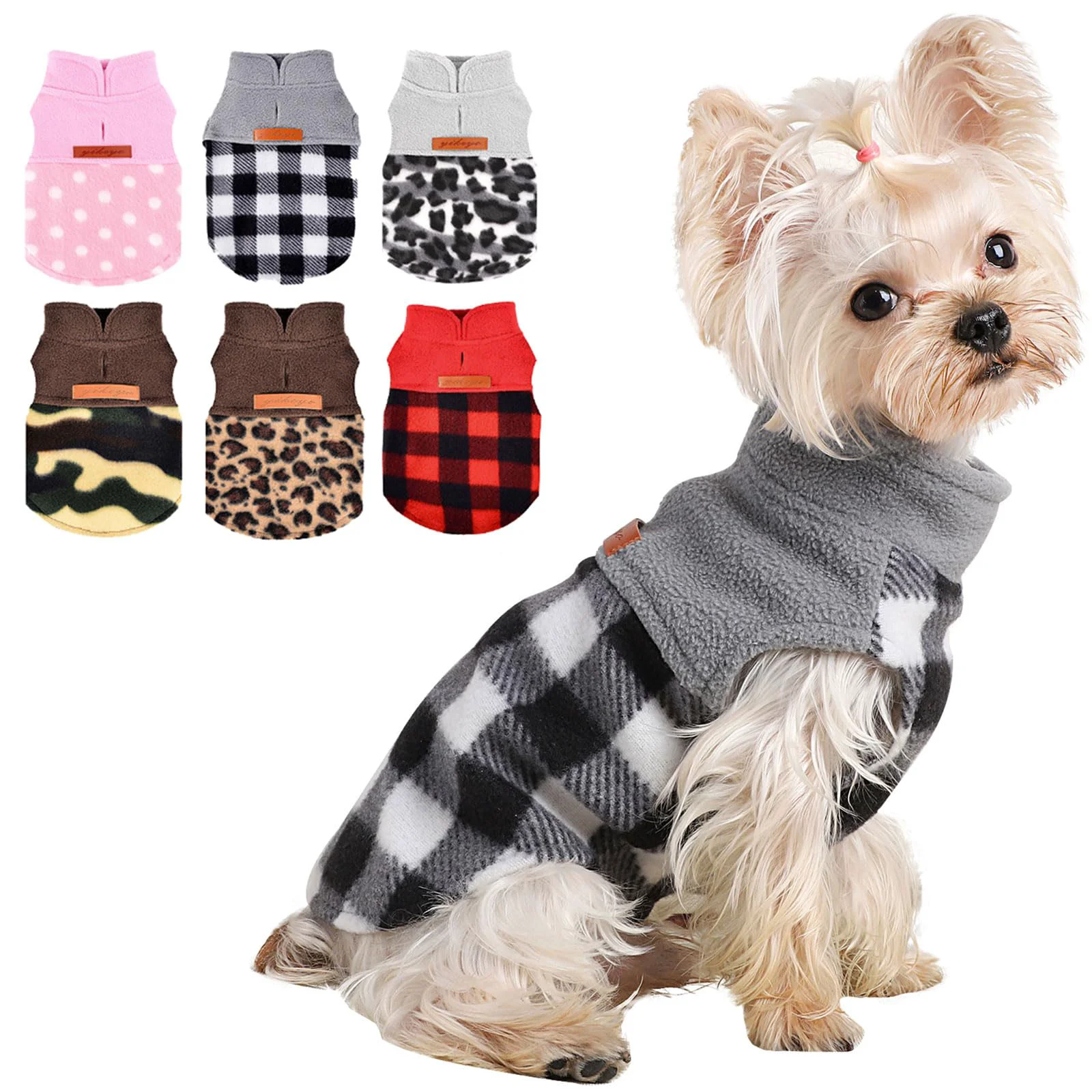 Trusted Kosiyi Plaid Grey XSmall Dog Sweater – Soft Fleece Pullover for Small Breeds Unique