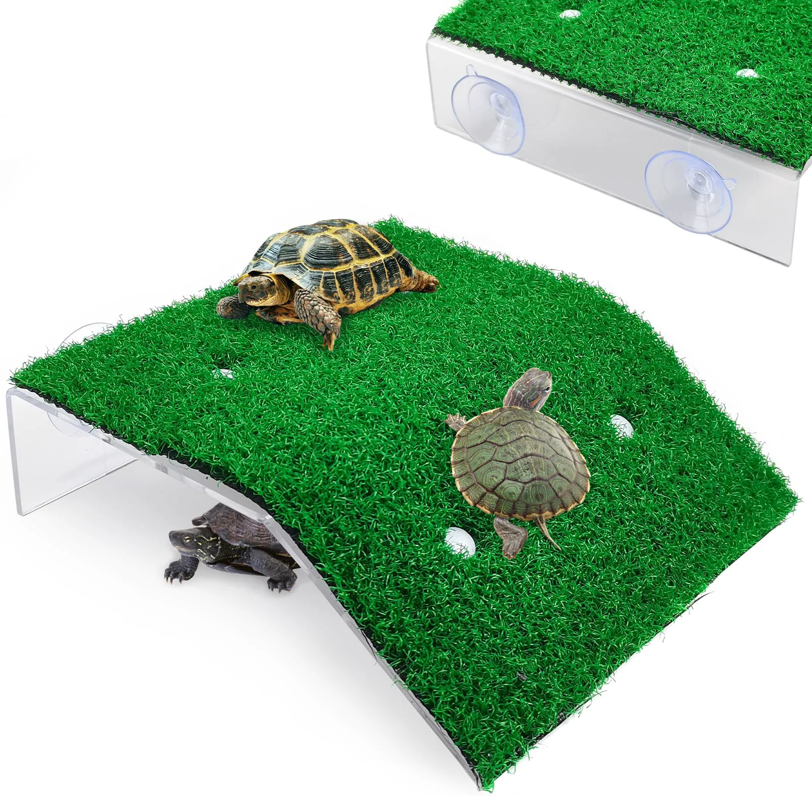 Responsible Keedolla Lawn Turtle Basking Platform – Large Acrylic Ramp with Grass for Aquariums Solid