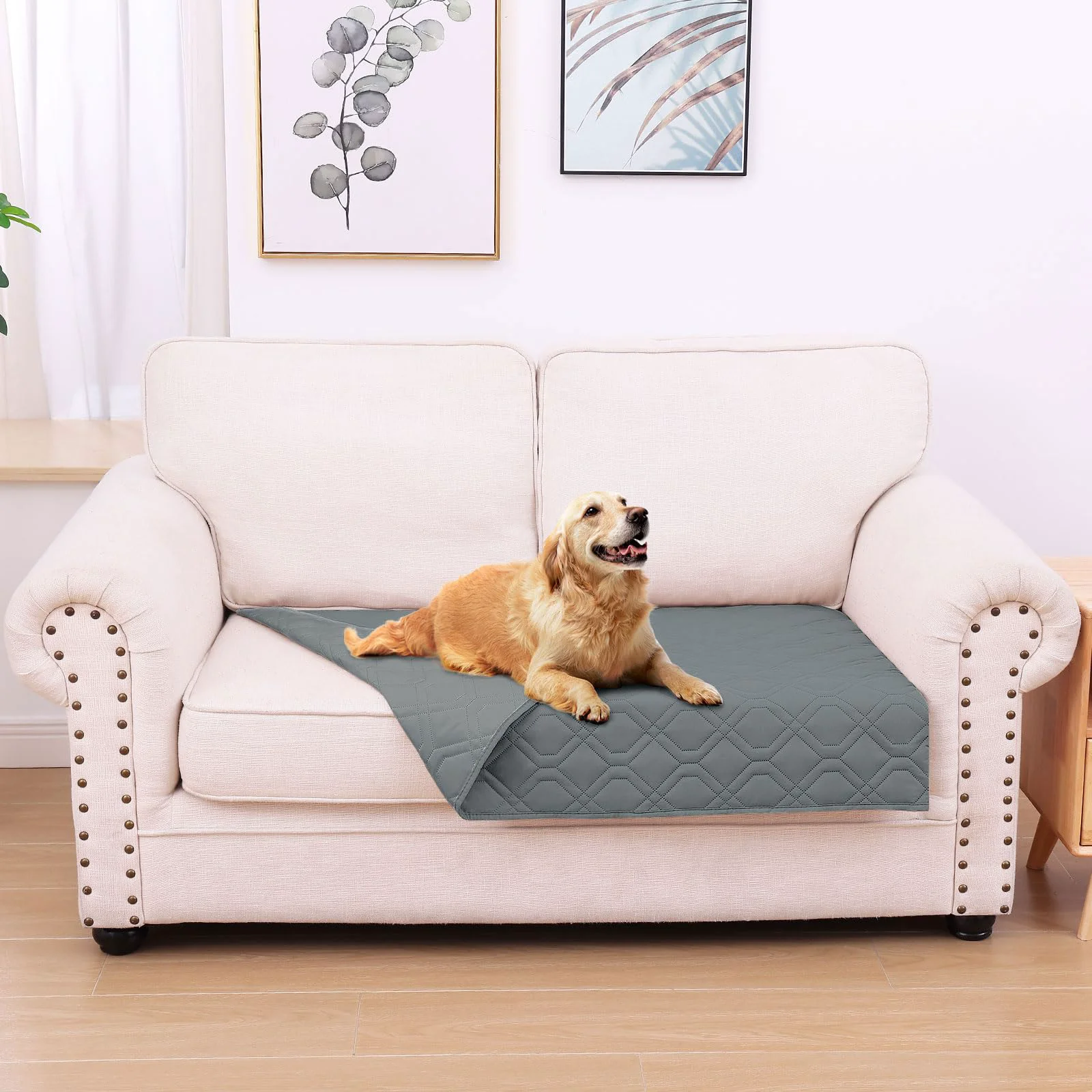 Outstanding hyha Waterproof Dog Bed Blanket – 30x53 in Reversible Couch Cover Washable Dark Grey Modern