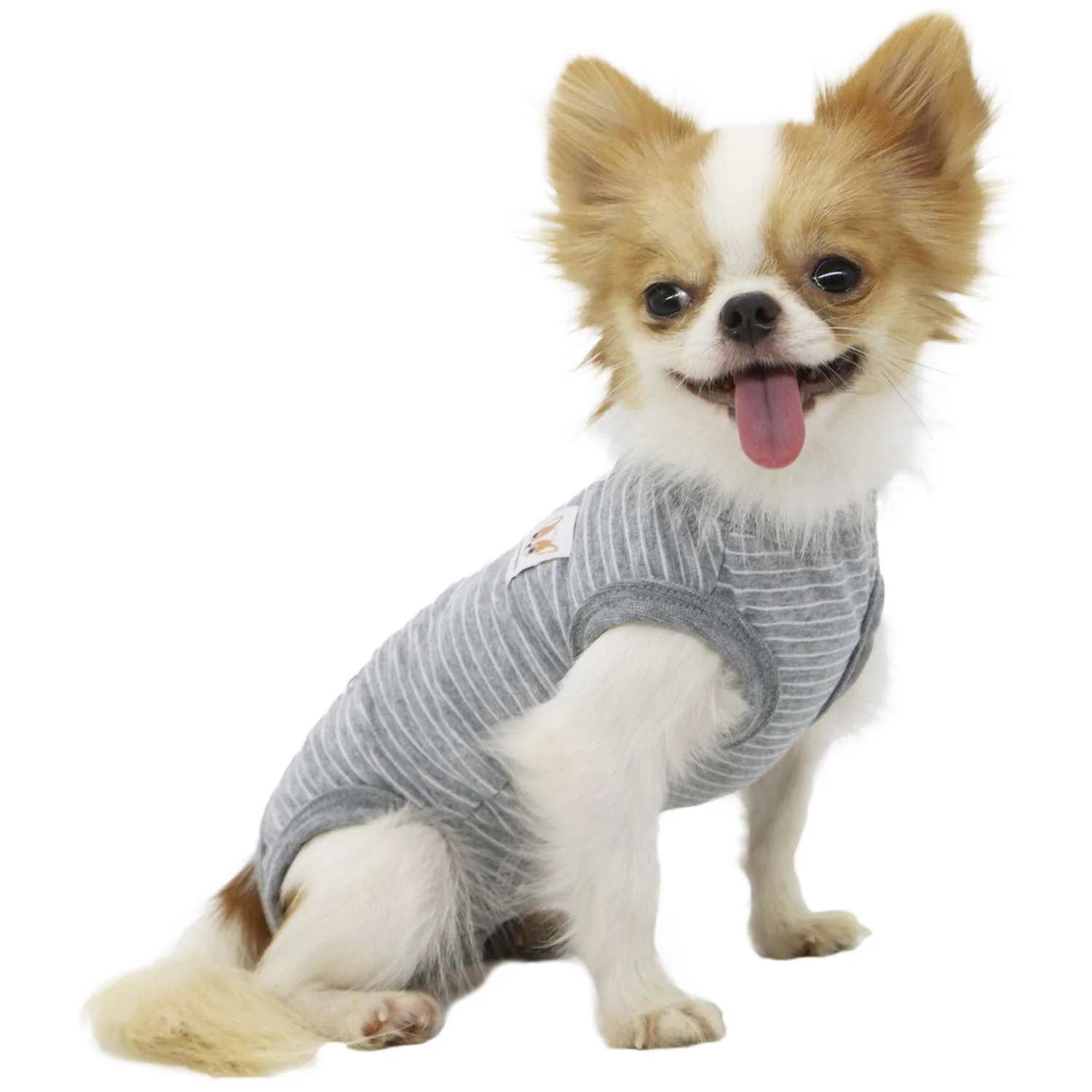 Sustainable LOPHIPETS Girl Dog Shirts Pajamas for Tiny Breeds – Small Fit XL Gray Strips Organic