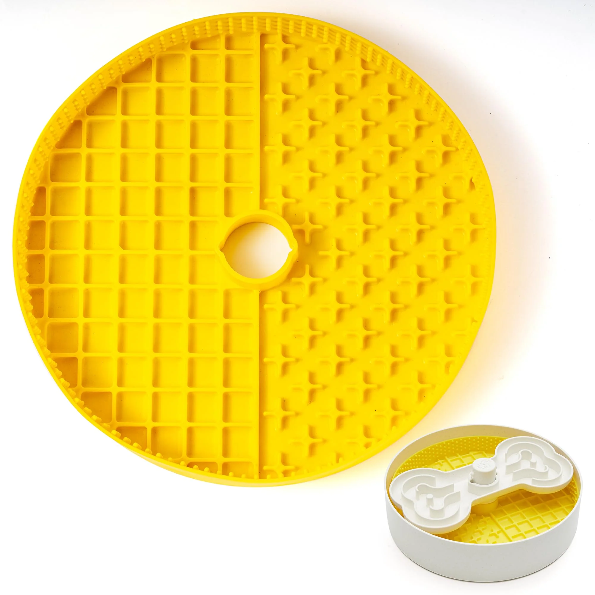 Organic Puzzle Feeder Insert — Slow Feeder Accessory for 6-Cup Bowls Yellow Soft