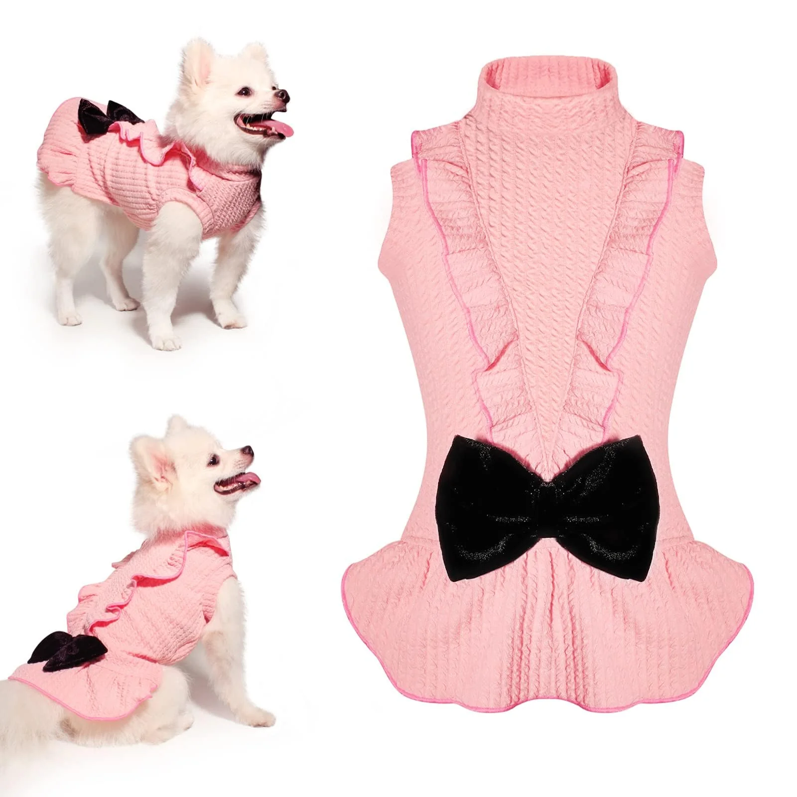 Breathable Topkins Dog Birthday Dresses - Pink Turtleneck Princess Dress for Small Medium Dogs XL Reliable