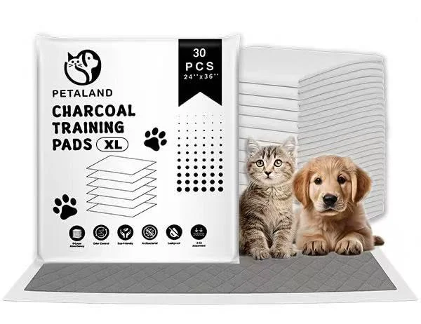 Organic Petaland Charcoal Dog Pads XL 24x36 – 30 Count 6-Layer Leak-Proof Training Pads Practical