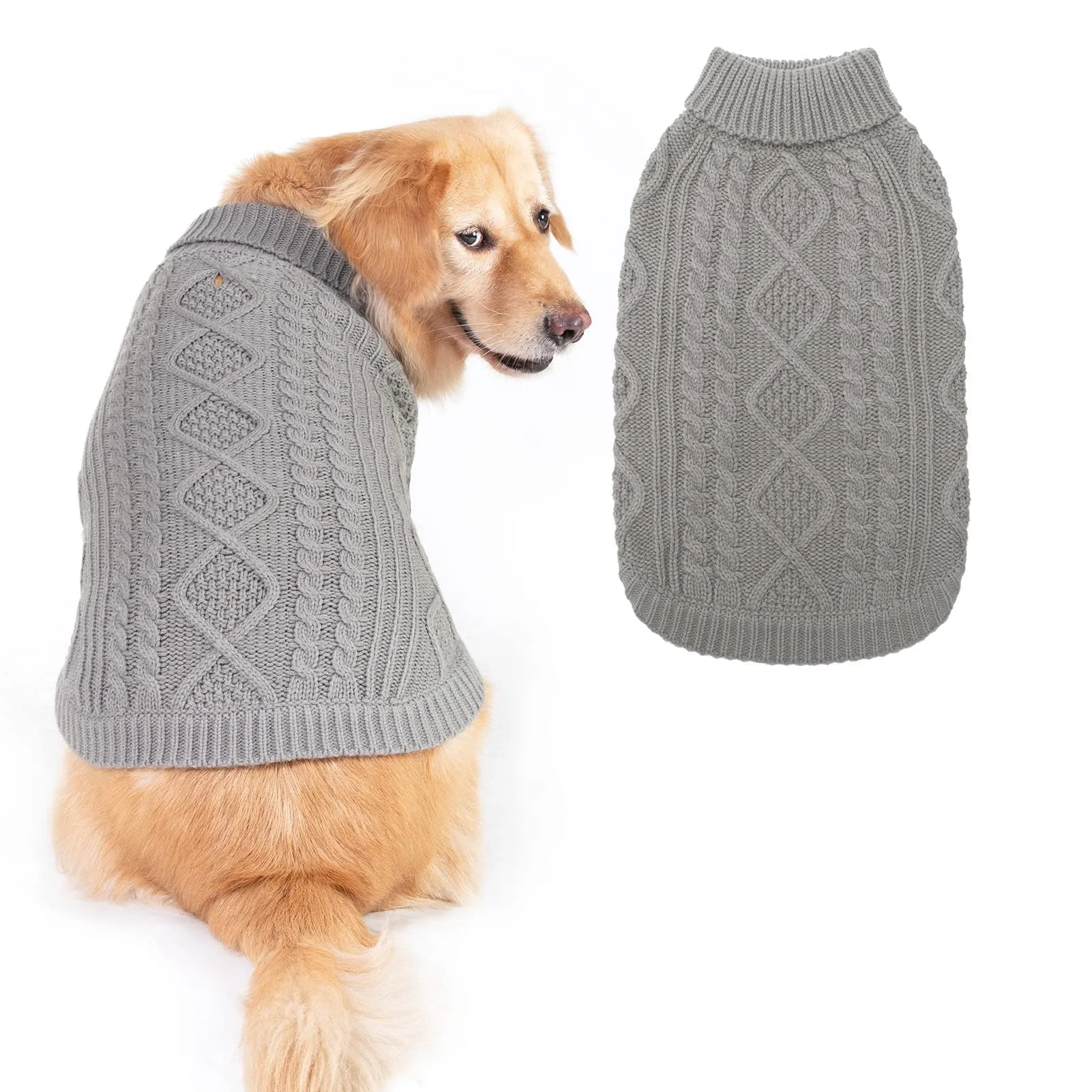 Reliable BINGPET Thermal Knitted Dog Sweater — Cozy Cable Knit Turtleneck for Small to Large Dogs Sustainable