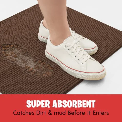 Organic MUDGUARD MAT™ Dog Door Mat — Muddy Paws Ultra-Absorbent Microfiber Anti-Slip Indoor Mat 19 x 30 Choco Consistent