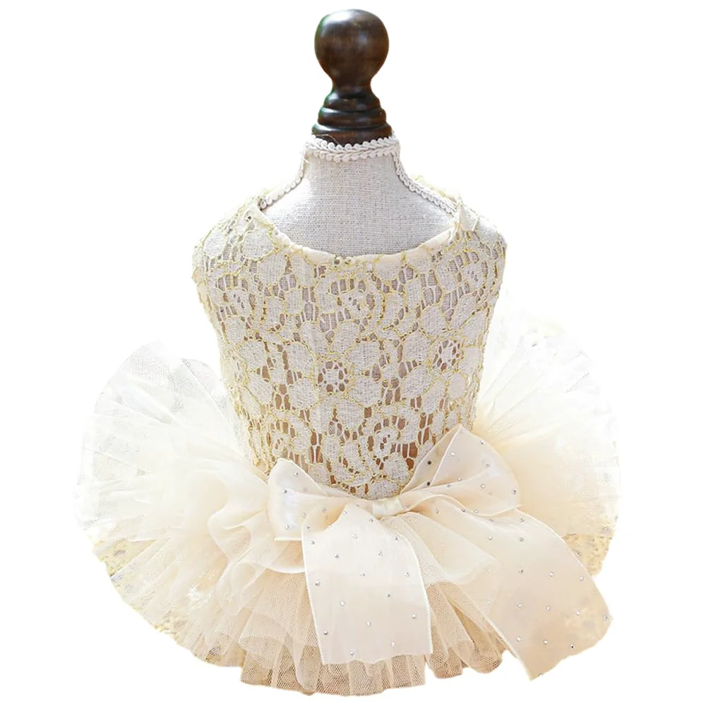 Elite ANIAC Small Dog Dresses Puppy Princess Tutu Dress with Bow Knot Small GL for Weddings Parties Refined