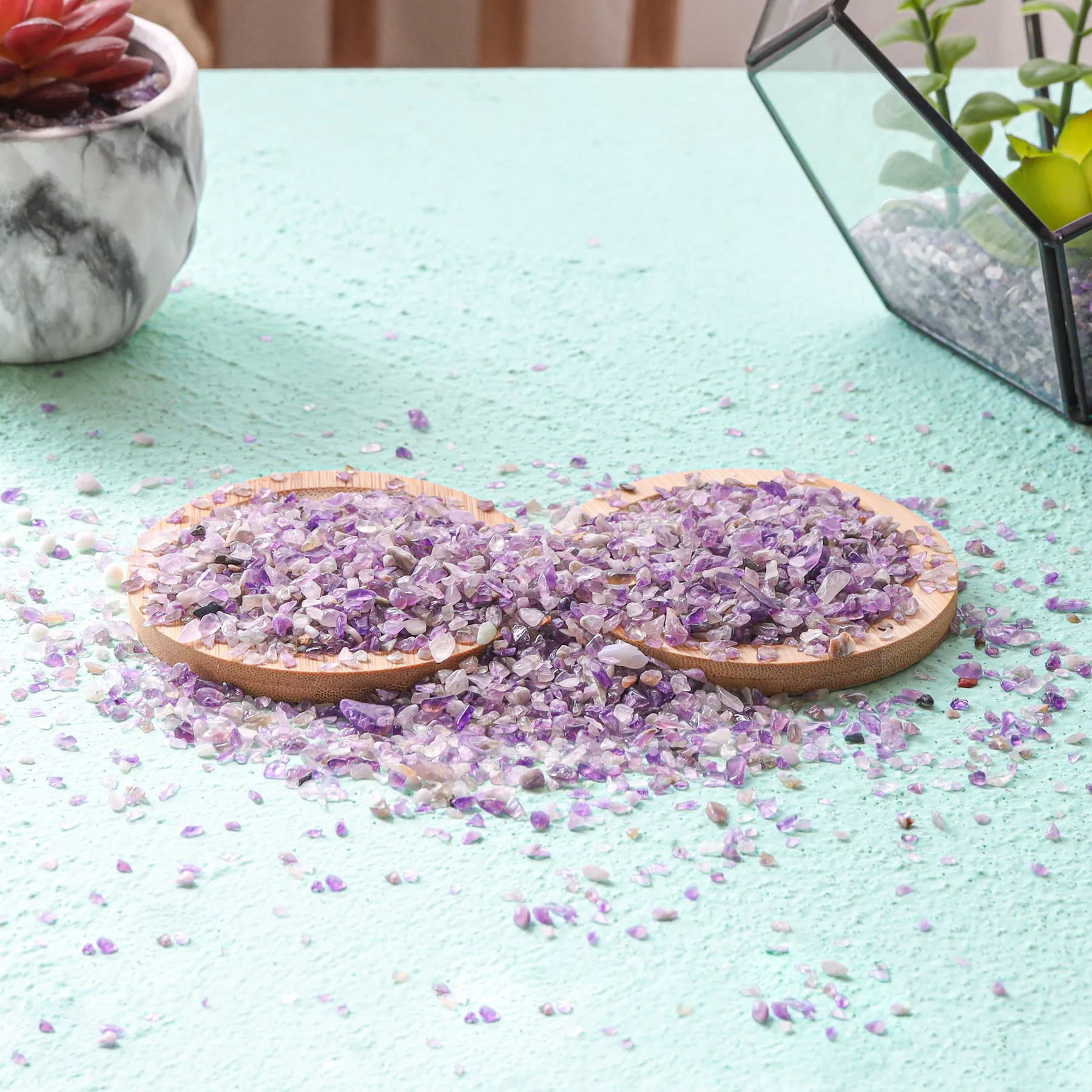 Recyclable T4U Amethyst Tumbled Chips – 1LB Crushed Quartz Stones for Planters Decor Expertly Made