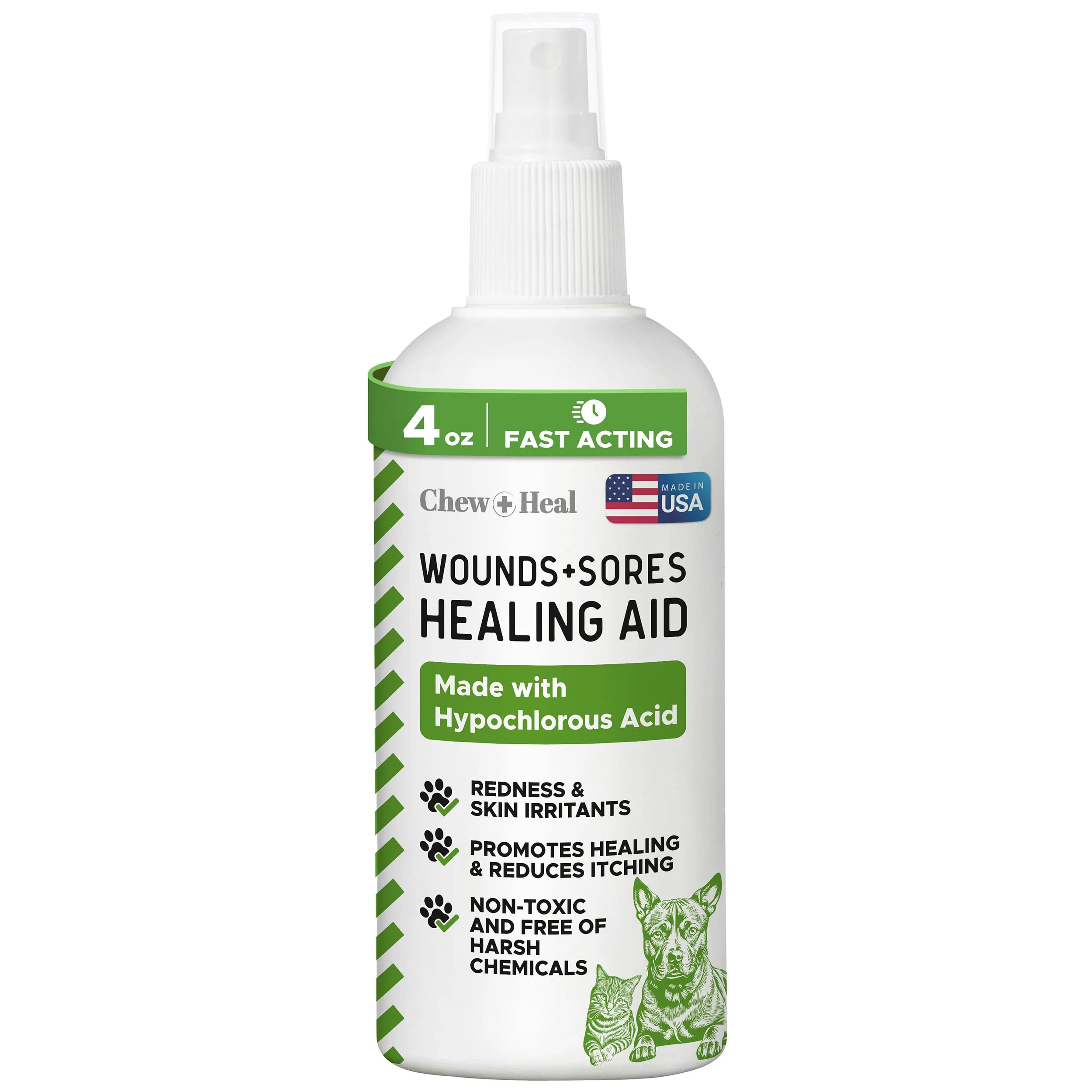 Functional Soothe Heal Fast Dog Wound Spray - Hypochlorous Acid 4 oz Chew Heal Labs Flexible
