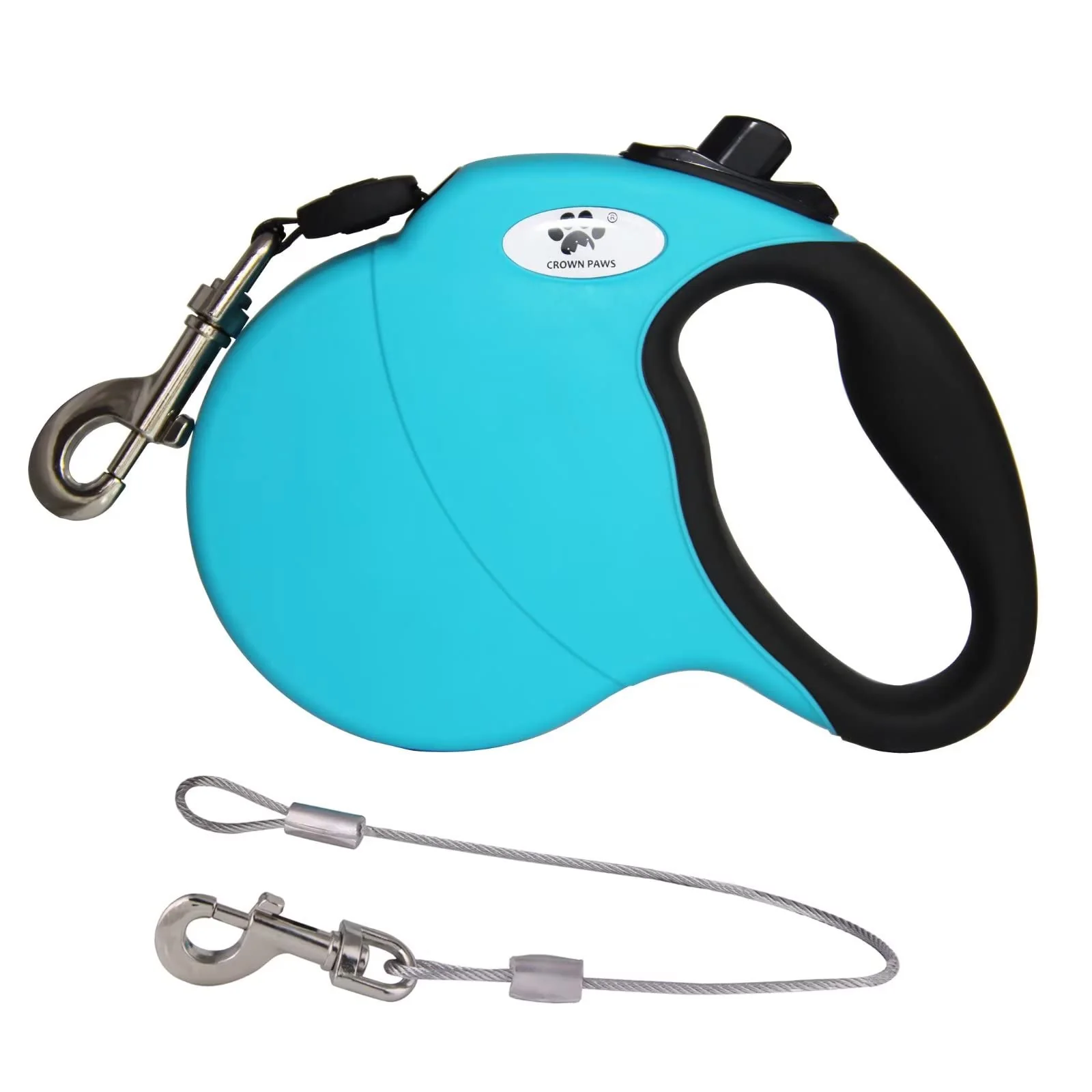 Powerful CROWN PAWS 16ft Retractable Leash for Medium Dogs up to 44 lbs – Chew-Proof Extender Wire 360° Tape Guidance Luxury