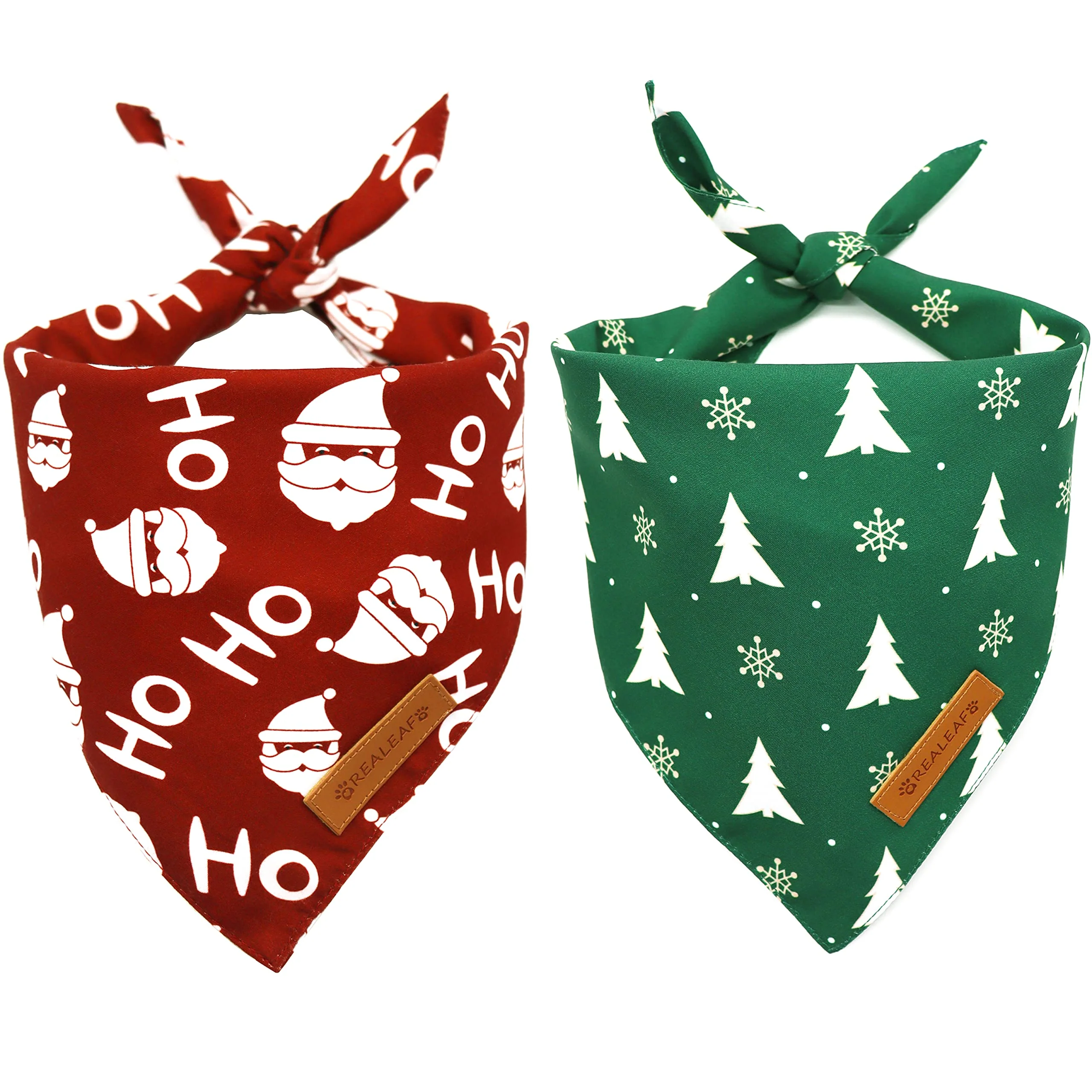 Fast eaf Christmas Dog Bandanas 2-Pack – Santa Tree Designs for Small to XL Dogs Verified