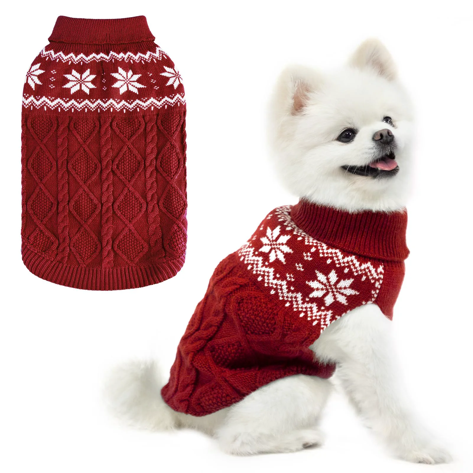 Soft SCIROKKO Warm Winter Dark Red Dog Sweater – Cozy Knit Coat for Small to XL Dogs Premium