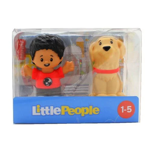 Prestigious Little People Boy in Red Shirt and Dog – Charming Play Figure Breathable