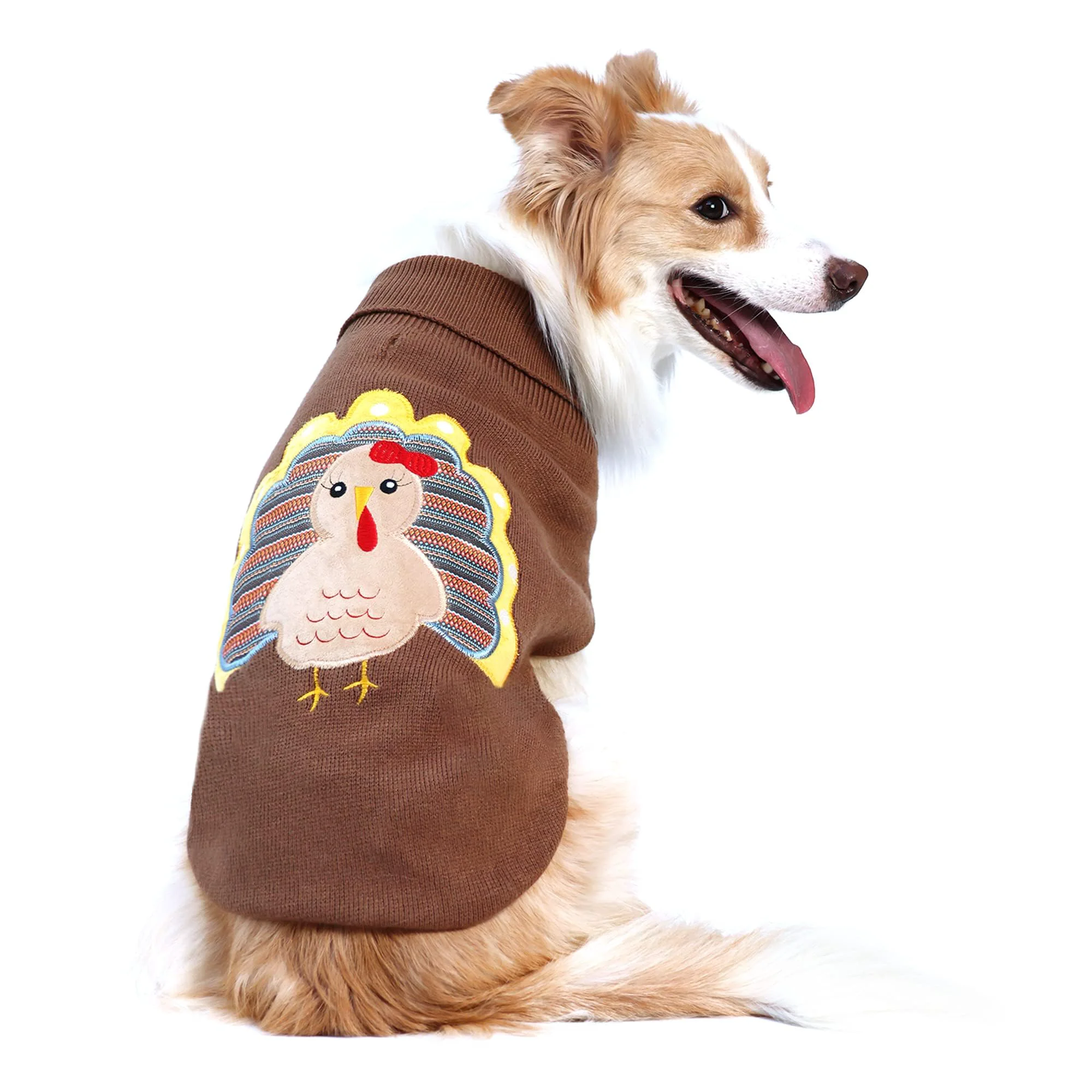 Enhanced DELIFUR Thanksgiving Dog Sweater - Turkey Knit with Leash Hole All Sizes Trusted
