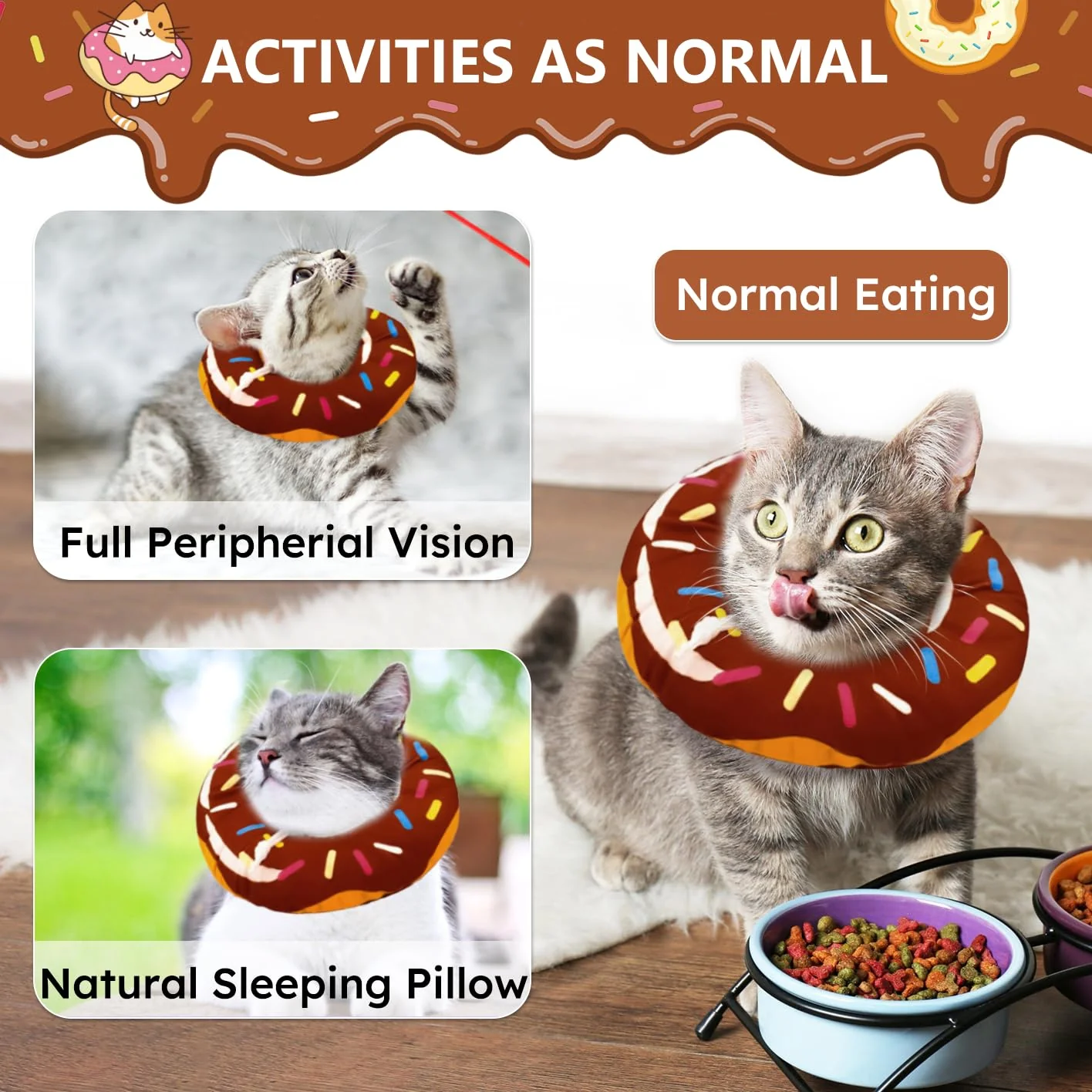 Green Hpetppy Soft Cat Cone Collar – Adjustable Donut Recovery Collar for Cats Small Pets Casual
